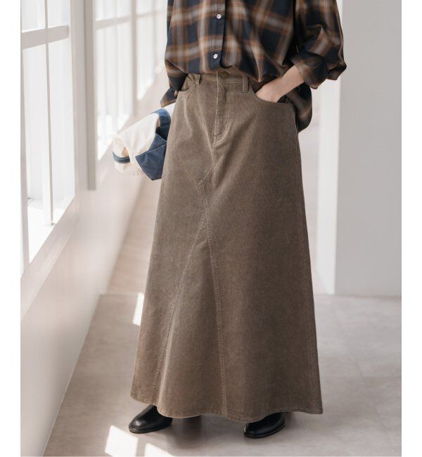 Spick and Span「ストレッチコーデュロイスカート」|スカート|カーキ