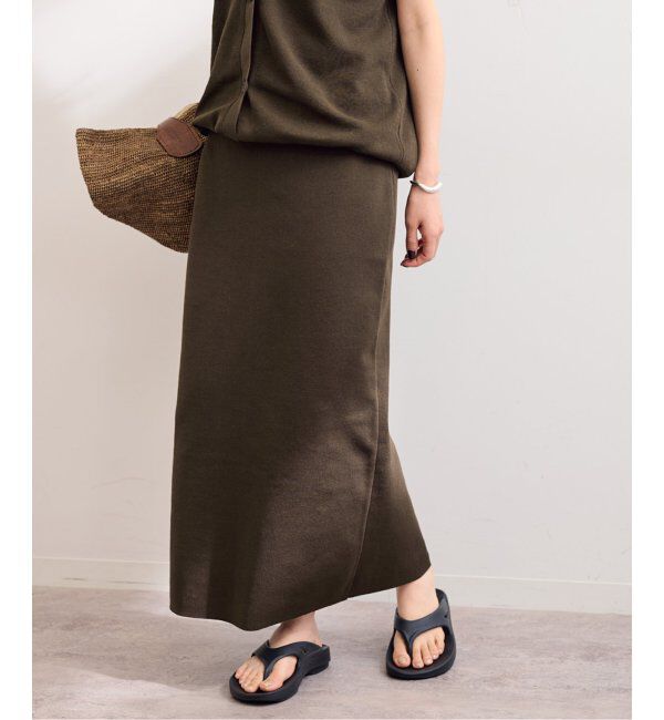 FRAMeWORK「フルニードルニットミディスカート」|スカート|ブラウン