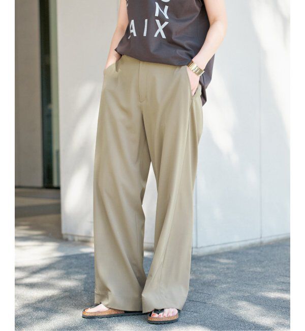 Spick and Span「《追加2》ドライストレッチイージーパンツ」|スラックス|ベージュ A