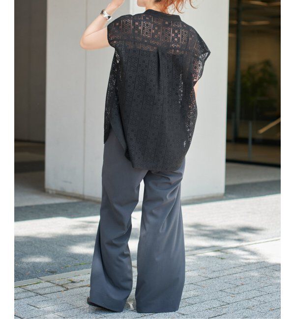 Spick and Span「《WEB限定 / 追加3》PEレースフレンチスリーブシャツ」|シャツ・ブラウス|