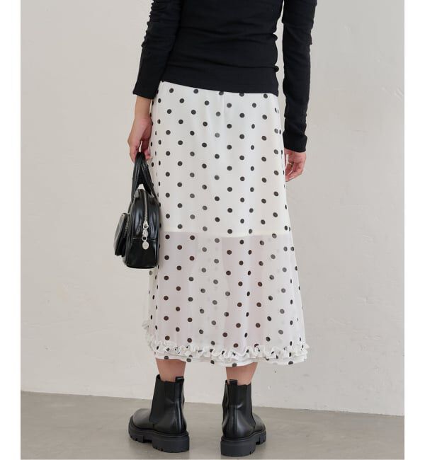 U by SPICK&SPAN「ドットプリントシアーロングスカート」|スカート|