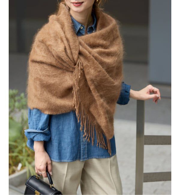 Spick and Span「Spick & Span カシミヤストールファー加工」|ストール|キャメル