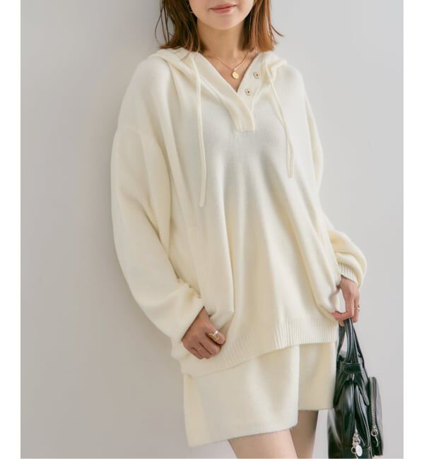 U by SPICK&SPAN「FLUFFYボタンアップフーディー」|ニット・セーター|