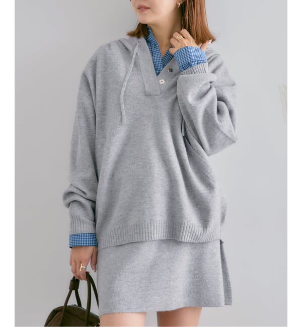 U by SPICK&SPAN「FLUFFYボタンアップフーディー」|ニット・セーター|