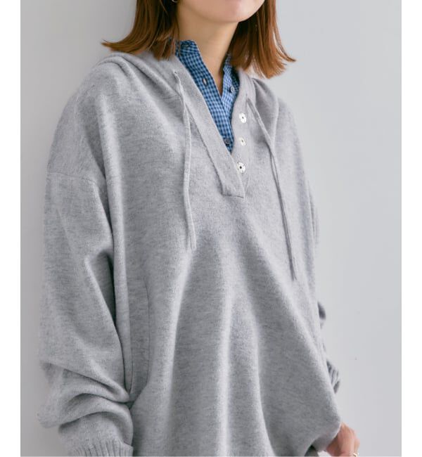 U by SPICK&SPAN「FLUFFYボタンアップフーディー」|ニット・セーター|