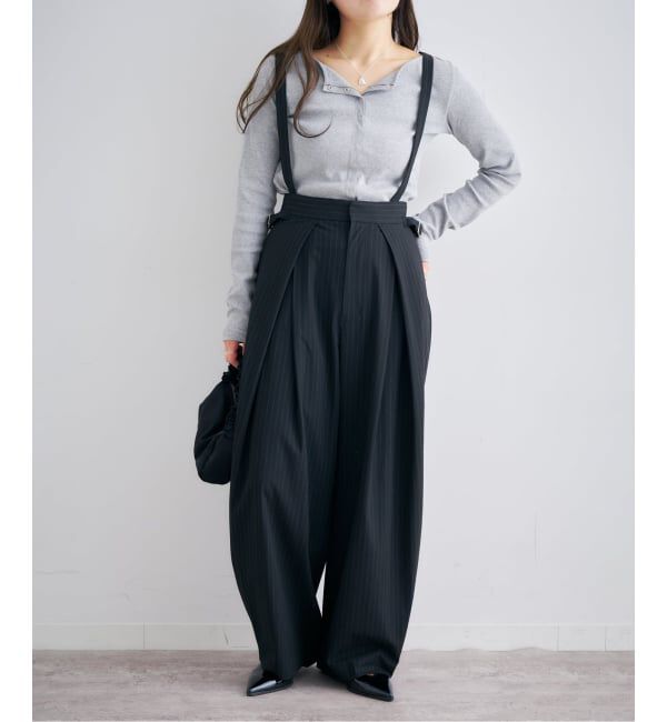 U by SPICK&SPAN「《予約》2WAYトロタックサスペンダーパンツ」|スラックス|ブラック