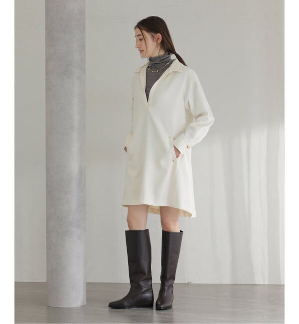  「【洗える】スキッパーチュニックワンピース」|ワンピース|