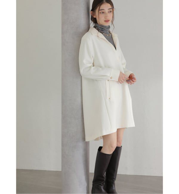  「【洗える】スキッパーチュニックワンピース」|ワンピース|