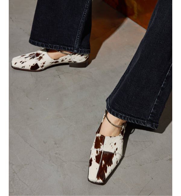 GRISE「《予約》GRISEレザースクエアクロスシームアンクルフラット」|その他|