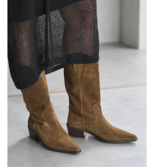  「《追加》3.5cmレザーウエスタンブーツ」|ロングブーツ|
