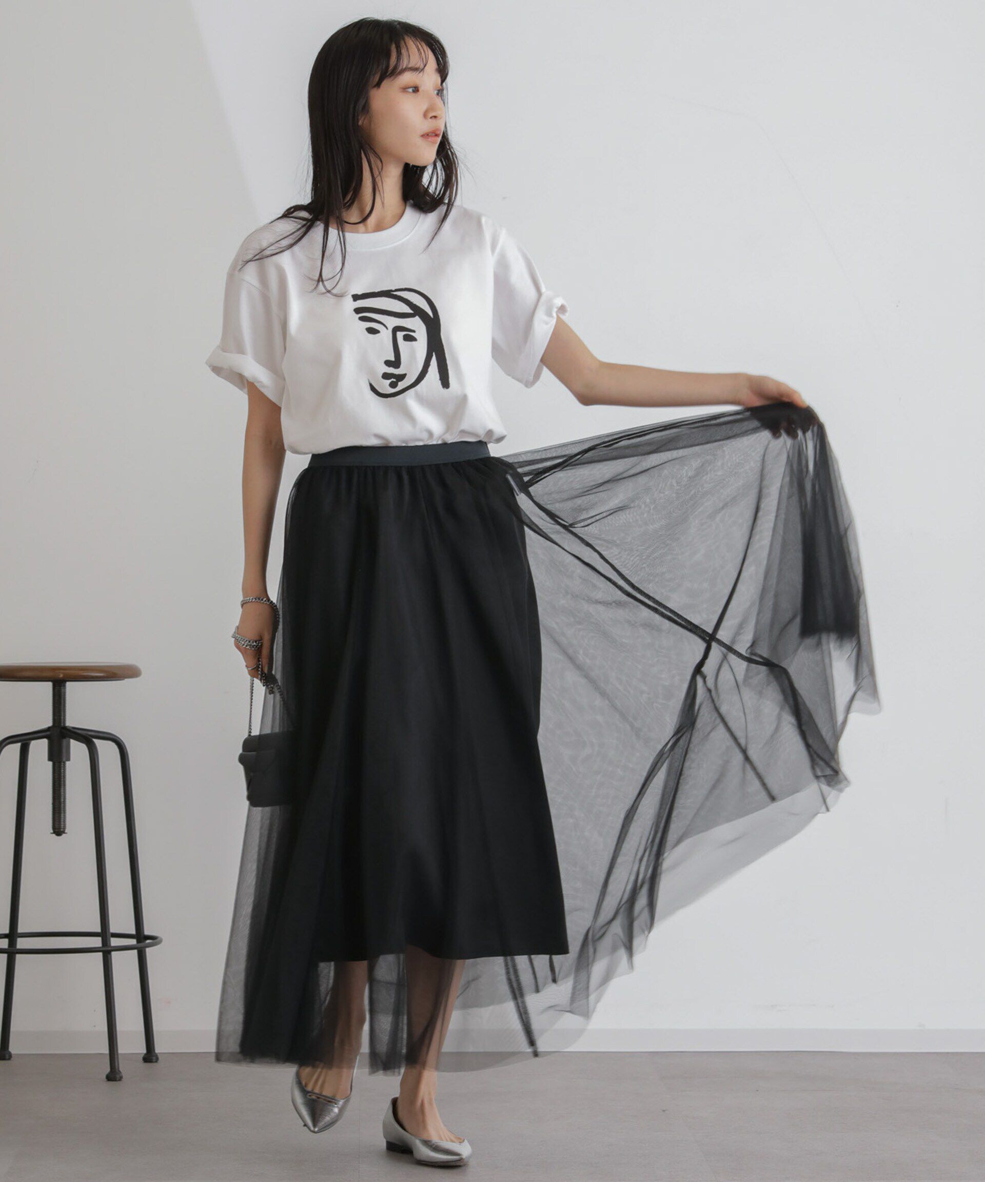 nano･universe「2wayレイヤードチュールスカート」|スカート|