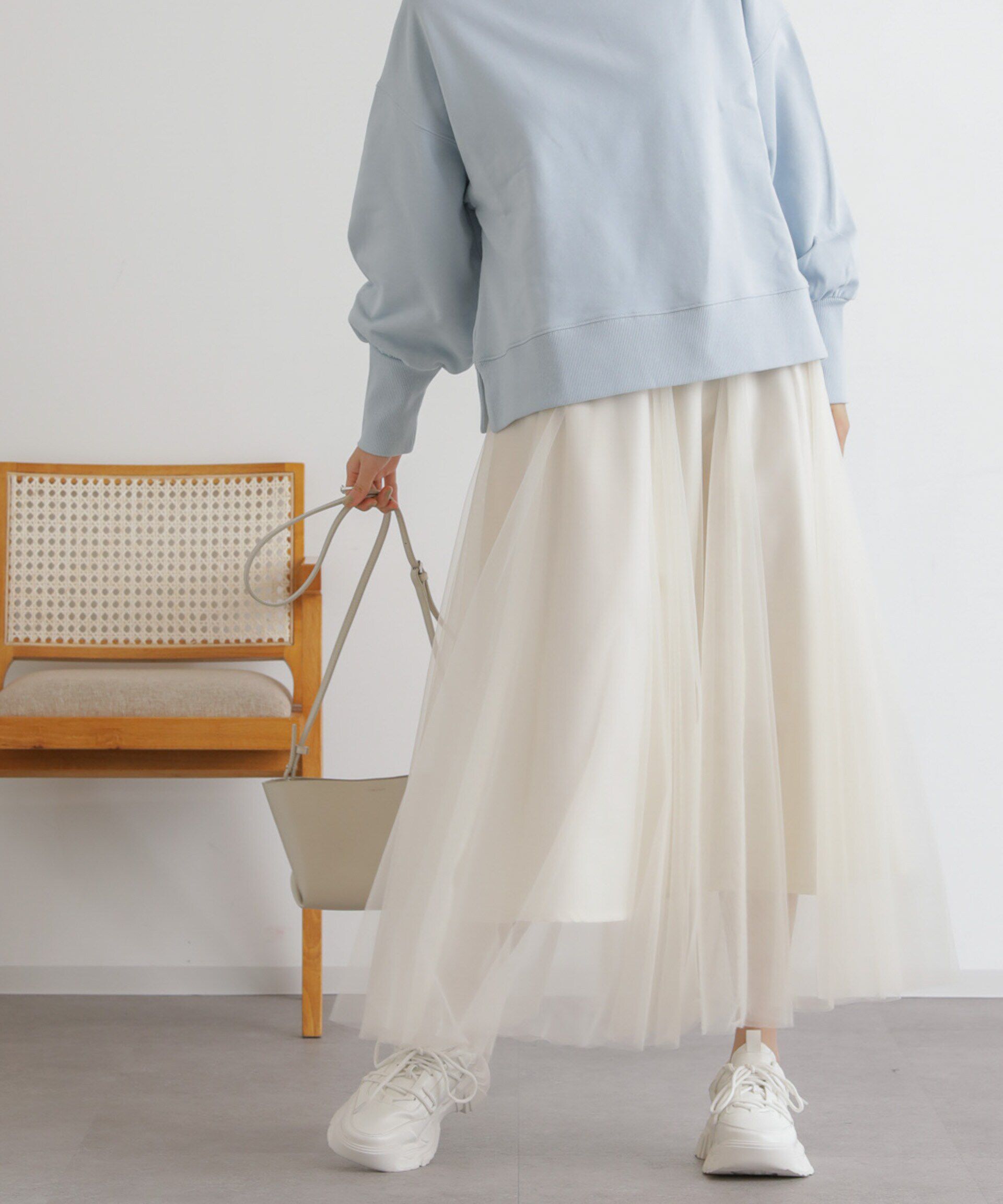 nano･universe「2wayレイヤードチュールスカート」|スカート|アイボリー7