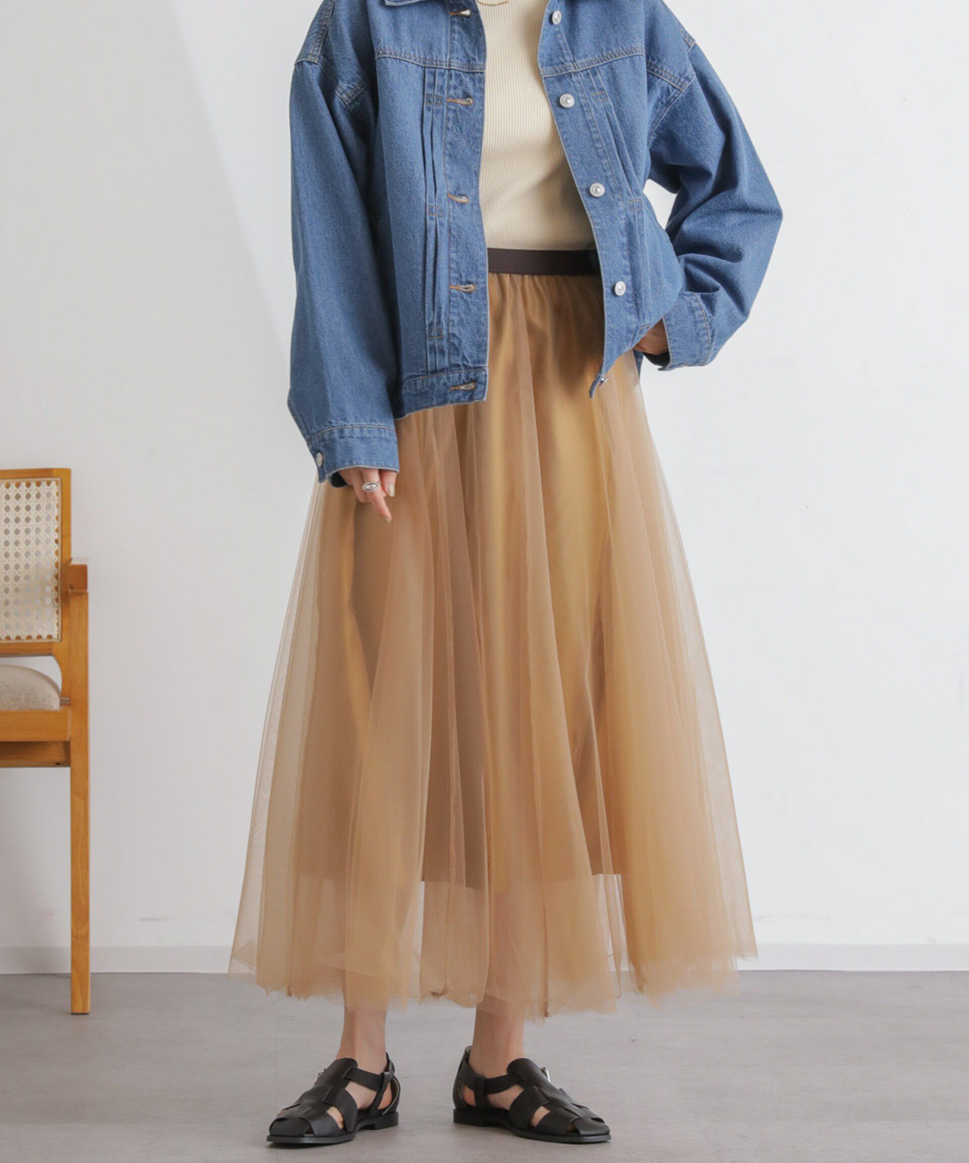 nano･universe「2wayレイヤードチュールスカート」|スカート|