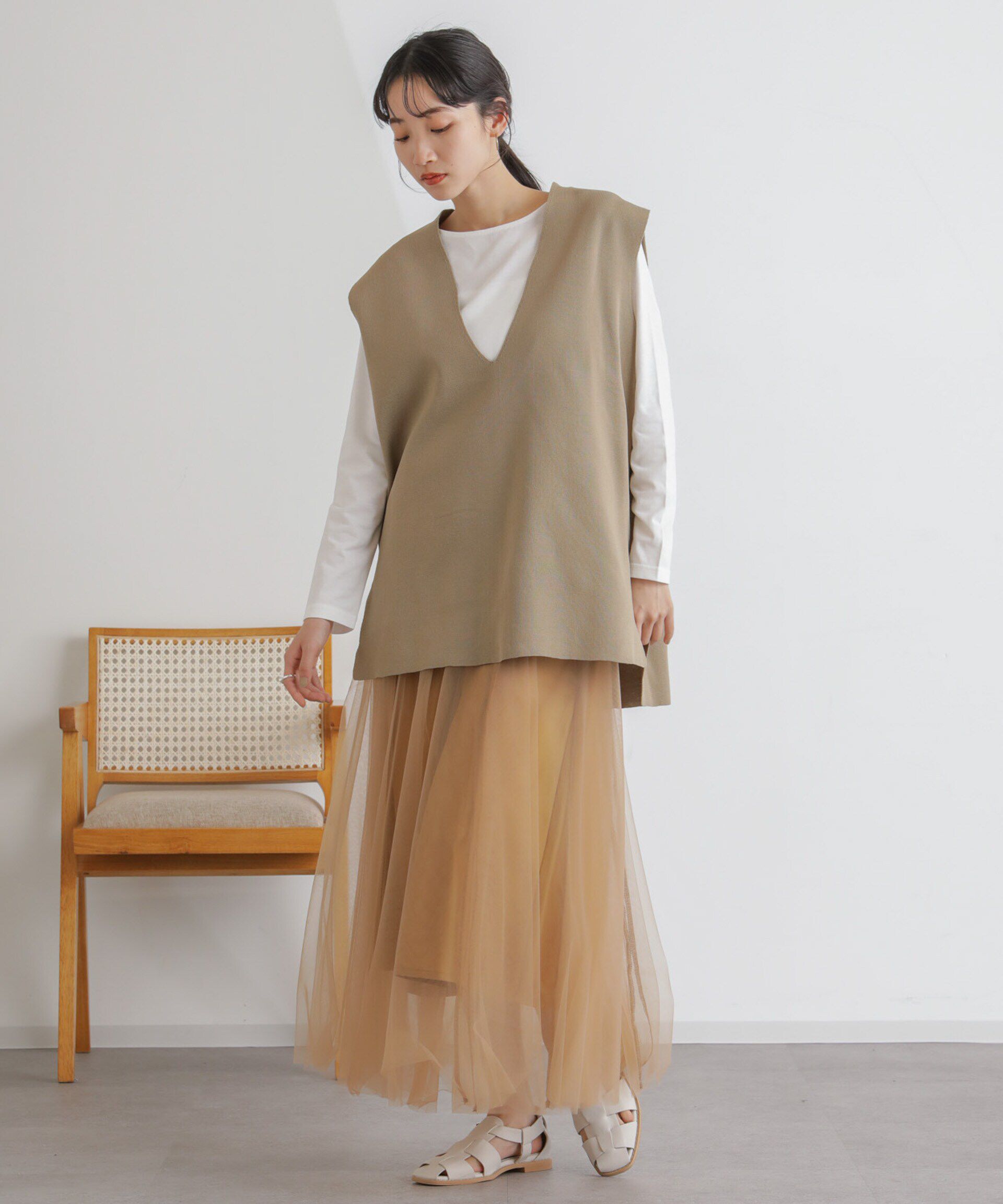 nano･universe「2wayレイヤードチュールスカート」|スカート|