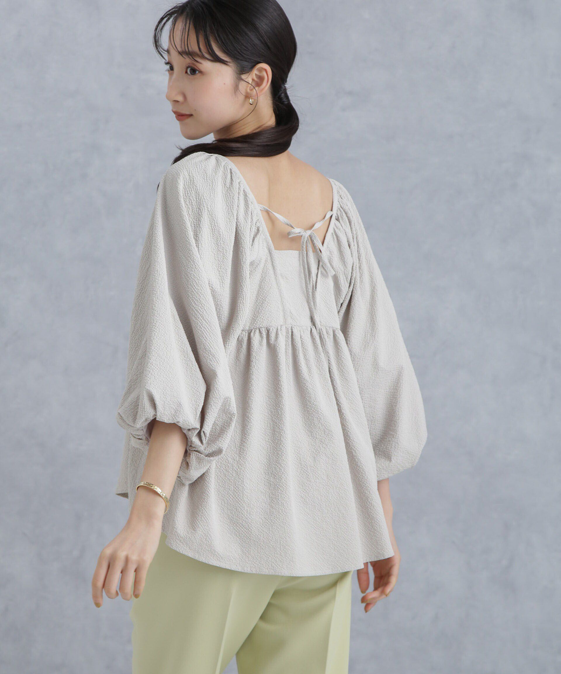 nano･universe「マイクロサッカーバックリボンブラウス」|シャツ・ブラウス|