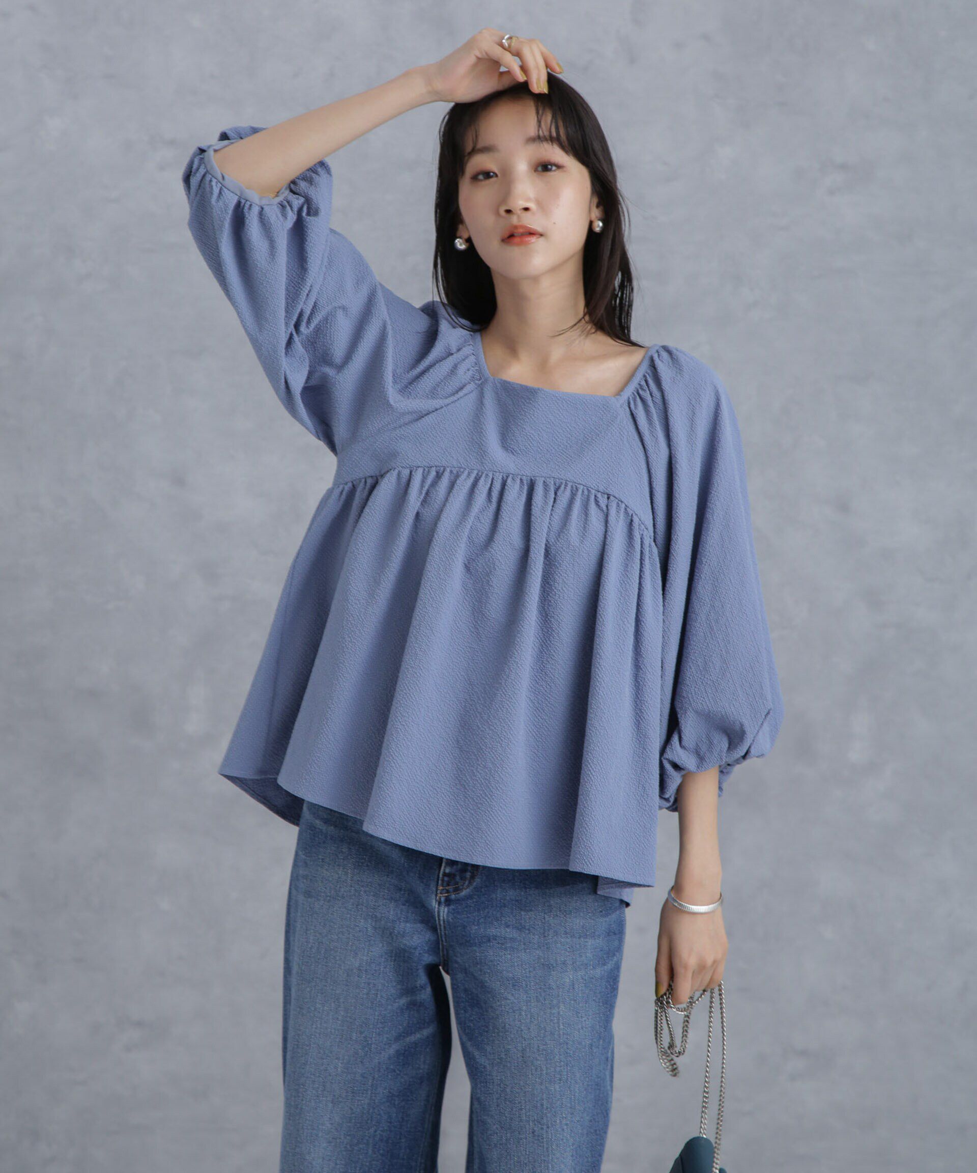 nano･universe「マイクロサッカーバックリボンブラウス」|シャツ・ブラウス|