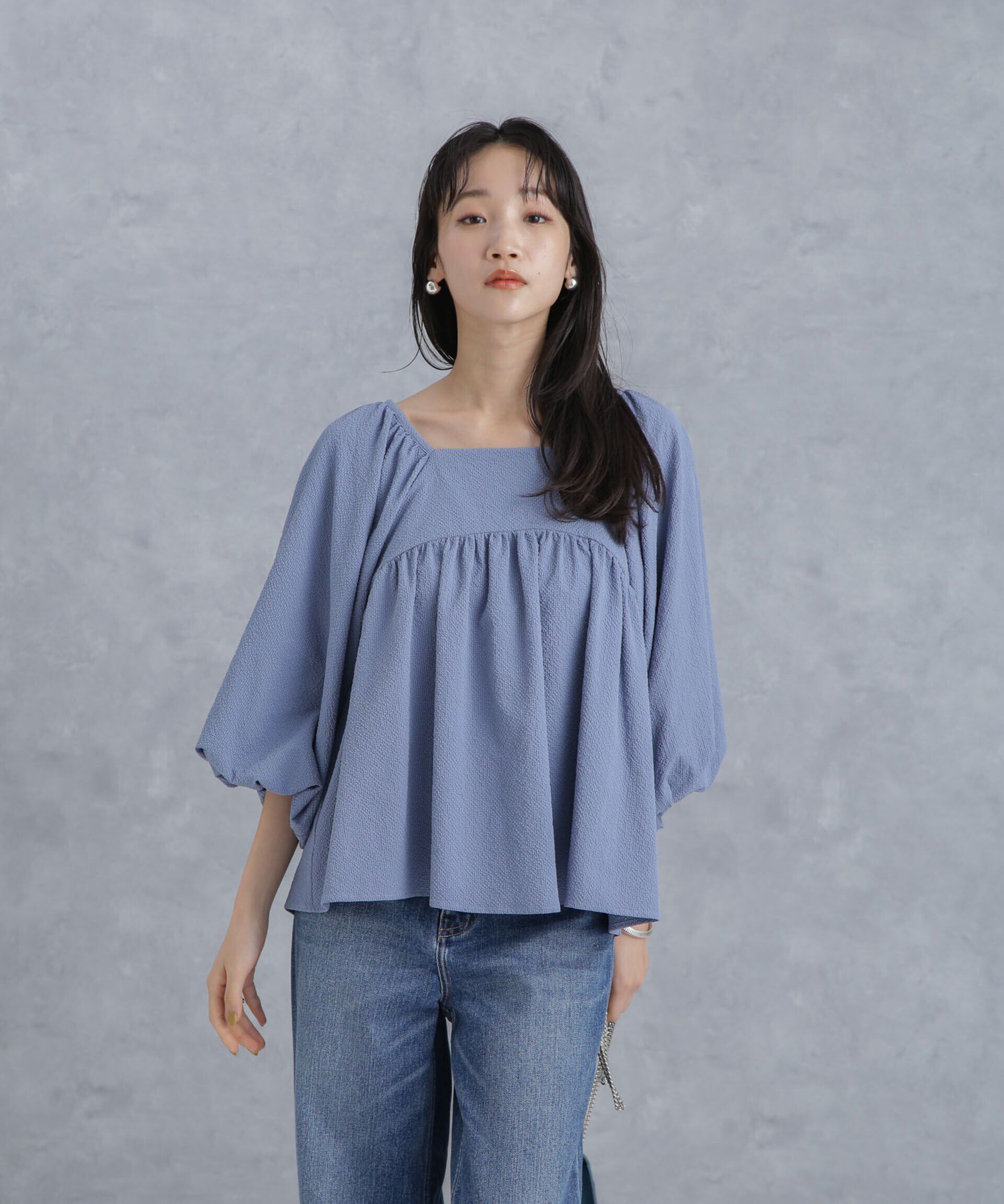 nano･universe「マイクロサッカーバックリボンブラウス」|シャツ・ブラウス|