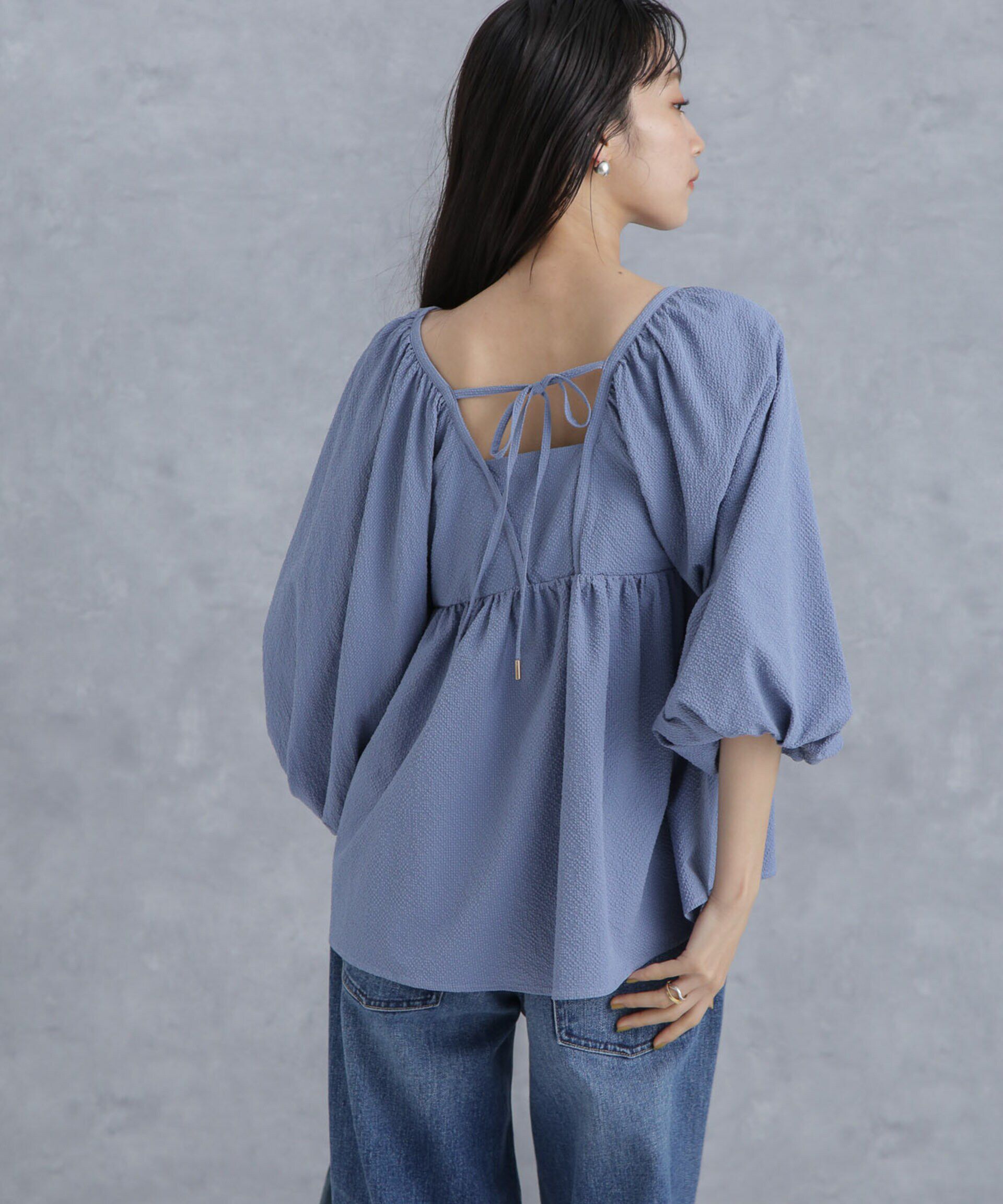 nano･universe「マイクロサッカーバックリボンブラウス」|シャツ・ブラウス|