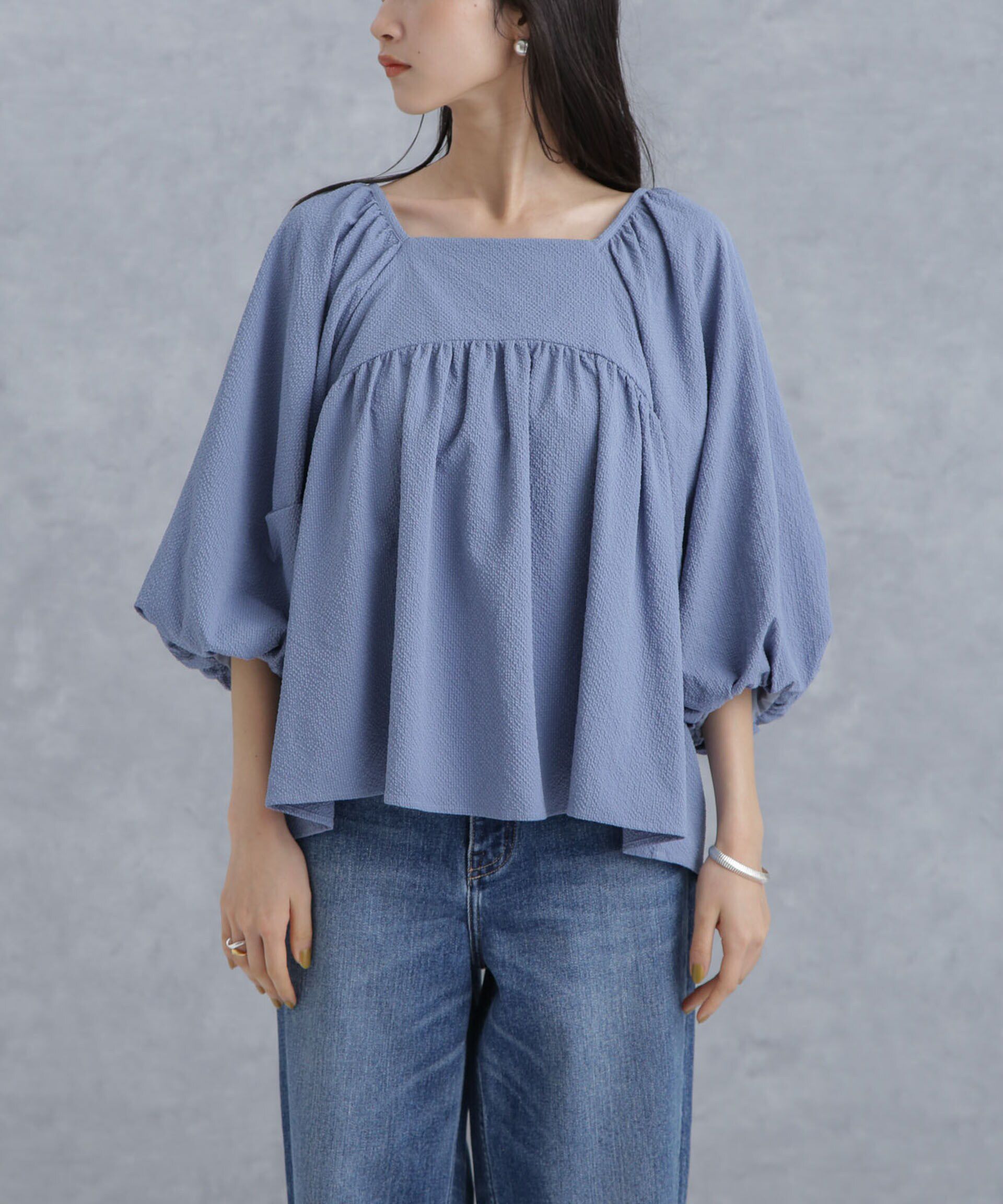 nano･universe「マイクロサッカーバックリボンブラウス」|シャツ・ブラウス|