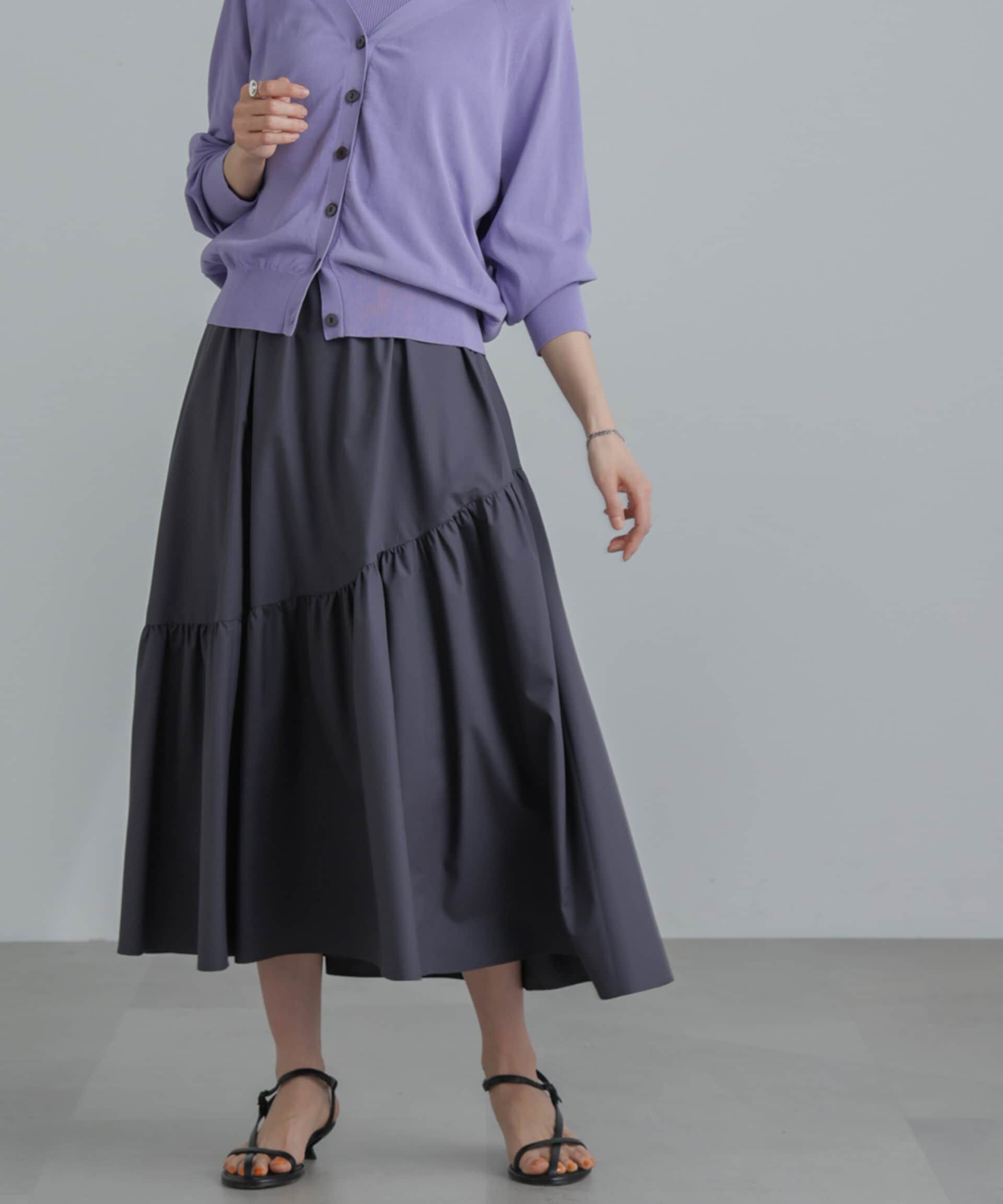 nano･universe「<撥水機能><ウォッシャブル>MINOTECH(R) アシメティアードギャザースカート」|スカート|チャコール3