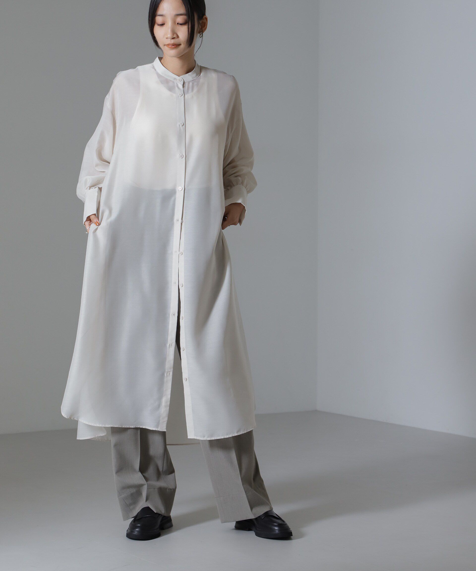 nano･universe「シアーマキシシャツワンピース」|ワンピース|