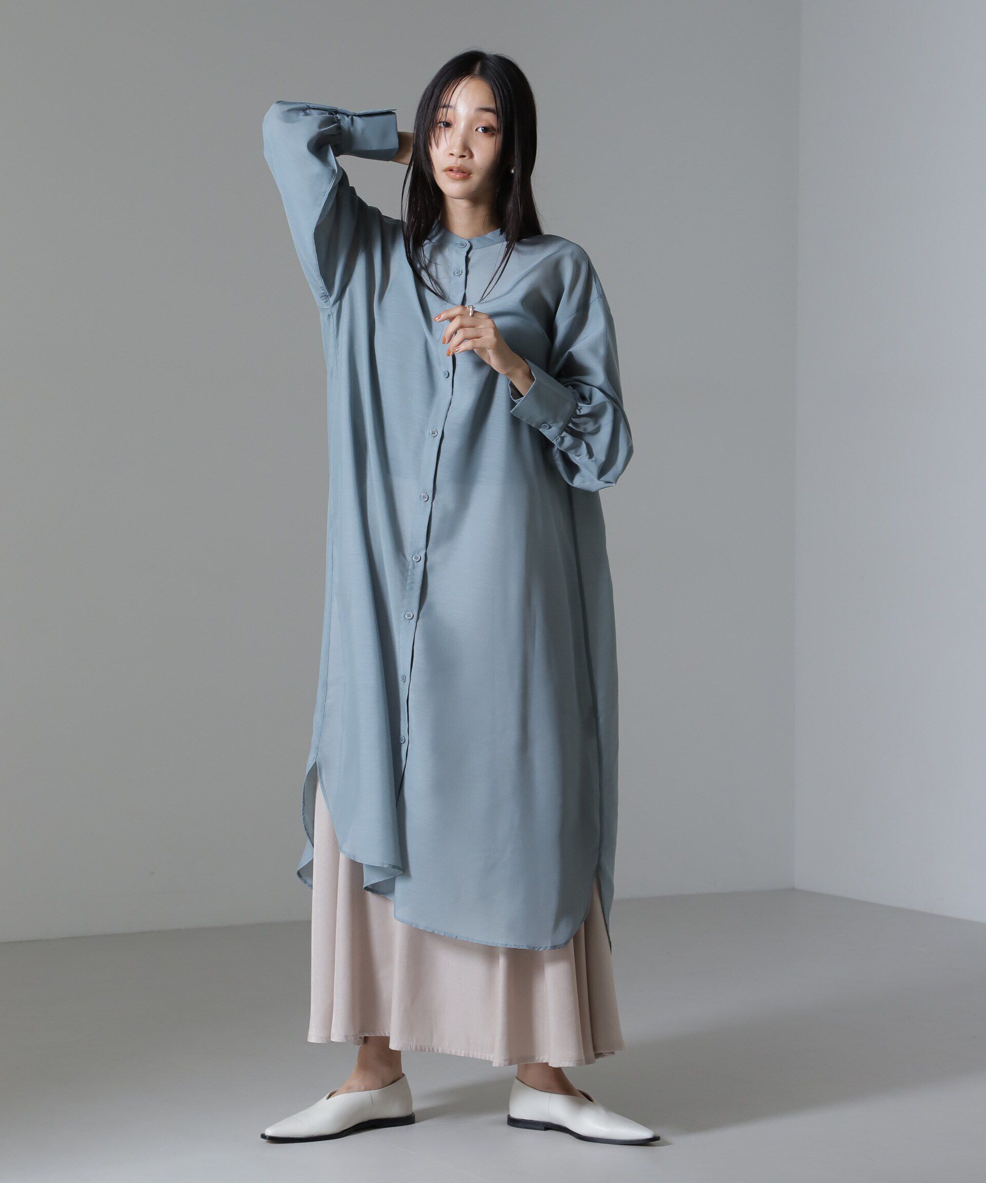 nano･universe「シアーマキシシャツワンピース」|ワンピース|