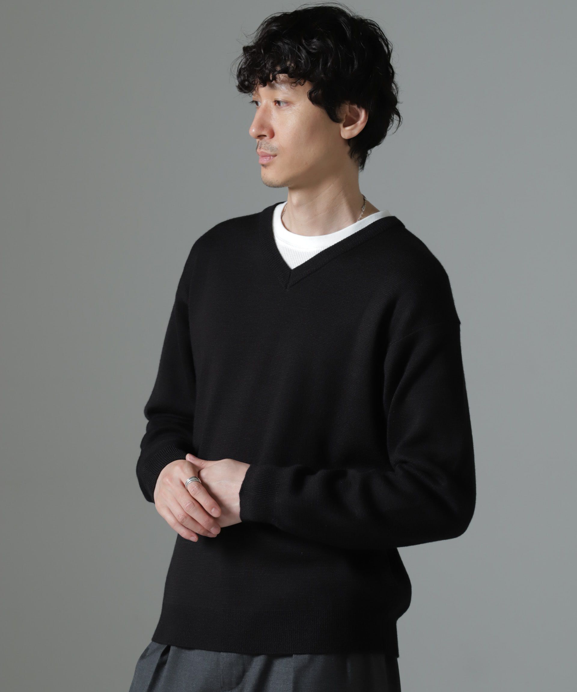 nano･universe「タスマニアミックス ミラノリブリラックスＶネックニット」|ニット・セーター|