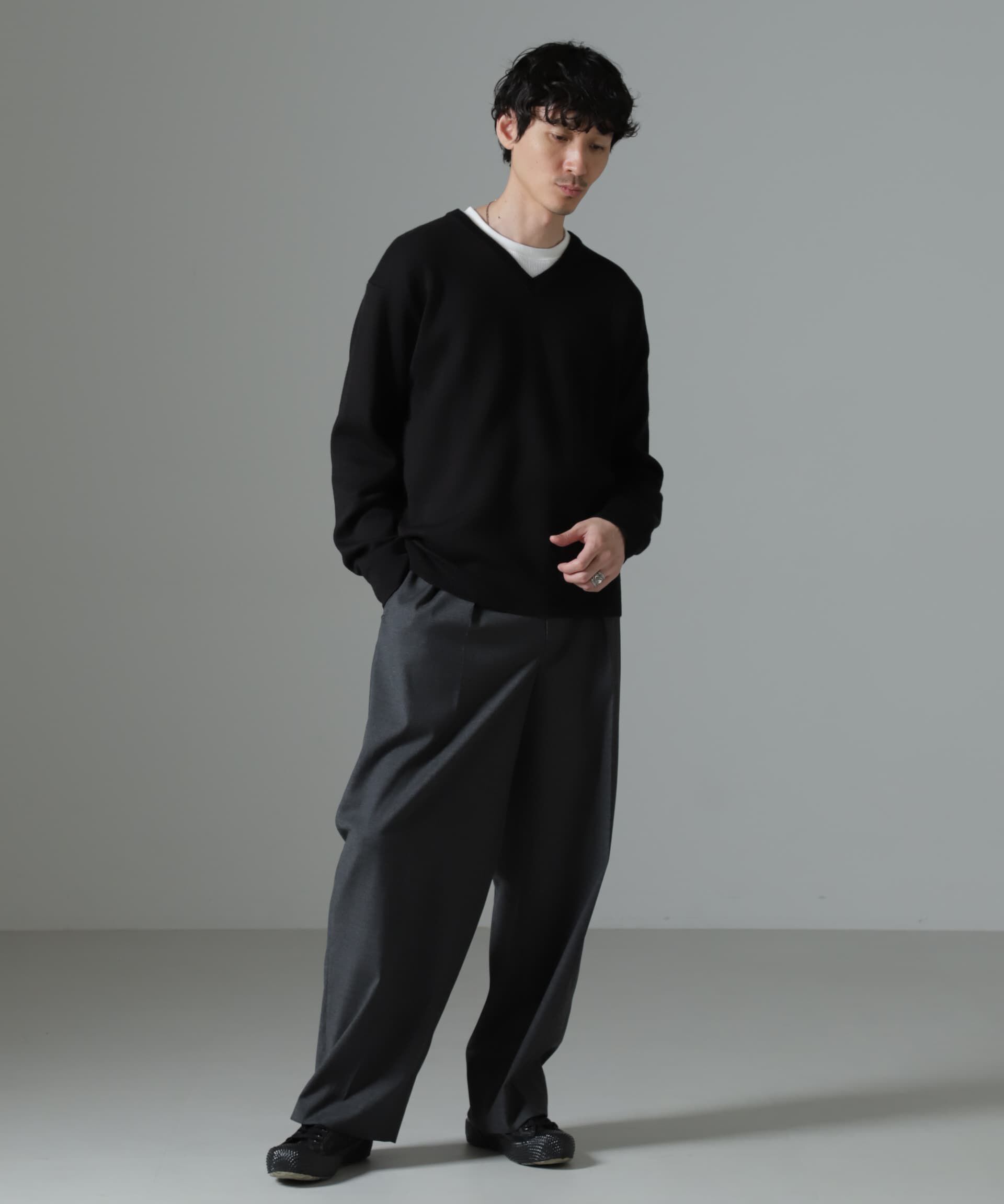 nano･universe「タスマニアミックス ミラノリブリラックスＶネックニット」|ニット・セーター|