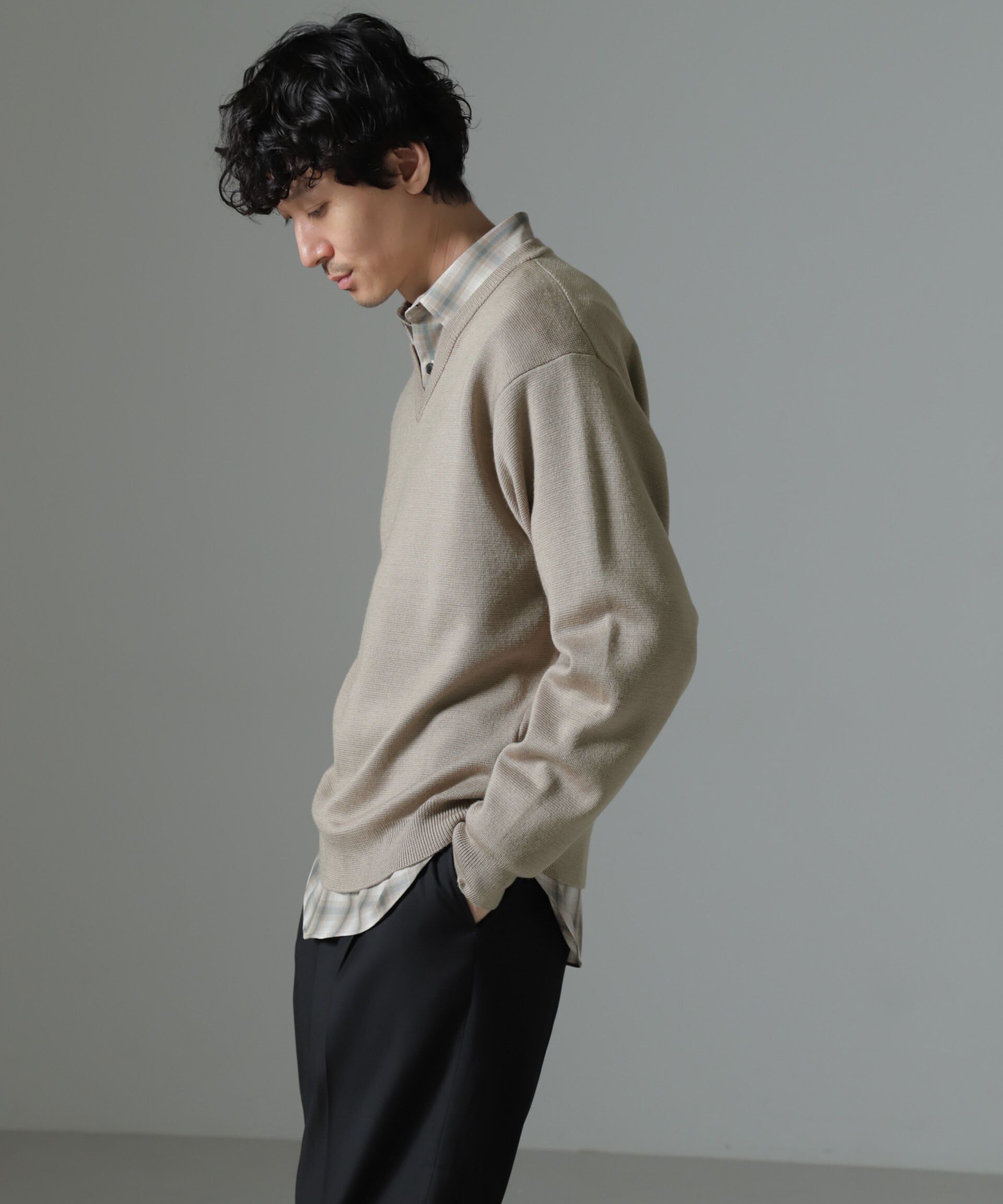 nano･universe「タスマニアミックス ミラノリブリラックスＶネックニット」|ニット・セーター|