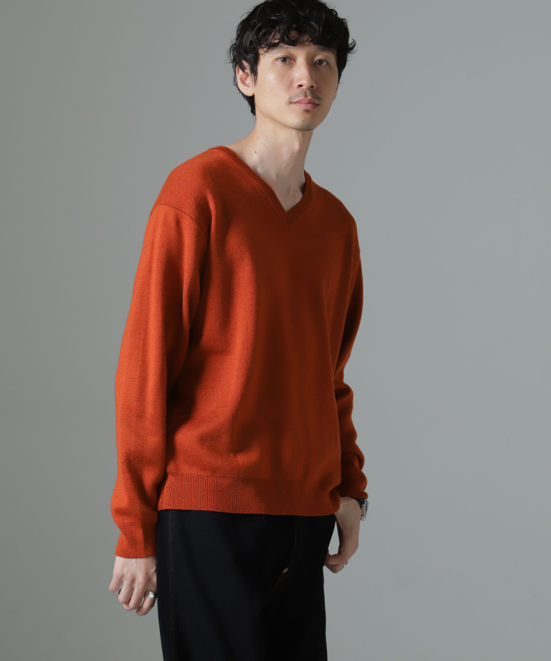 nano･universe「タスマニアミックス ミラノリブリラックスＶネックニット」|ニット・セーター|テラコッタ6