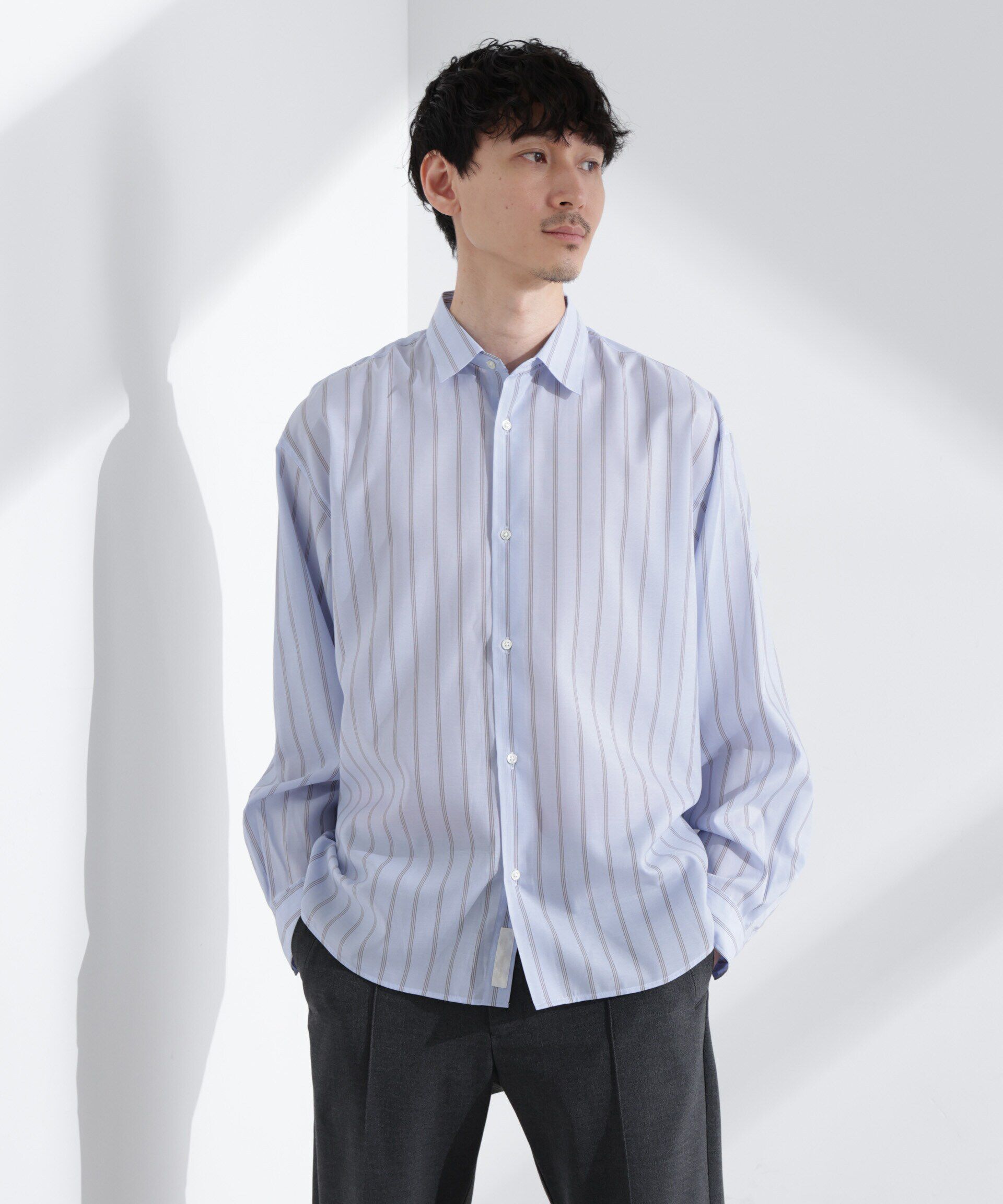 nano･universe「「大人のワイドシャツ」レギュラーカラー ストライプ 長袖」|シャツ・ブラウス|