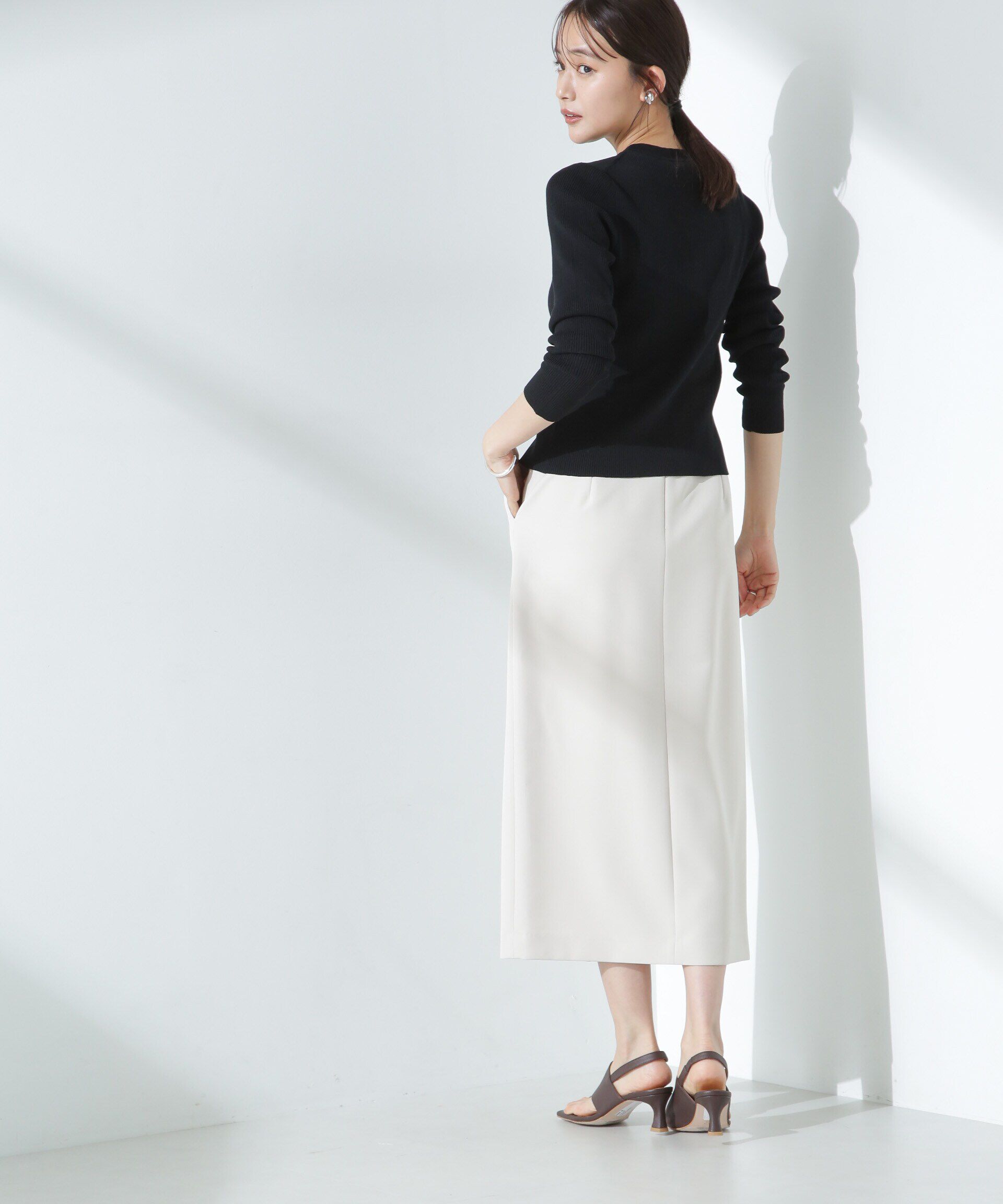 nano･universe「ウォッシャブルハイツイストVネックリブカーディガン」|ニット・セーター|