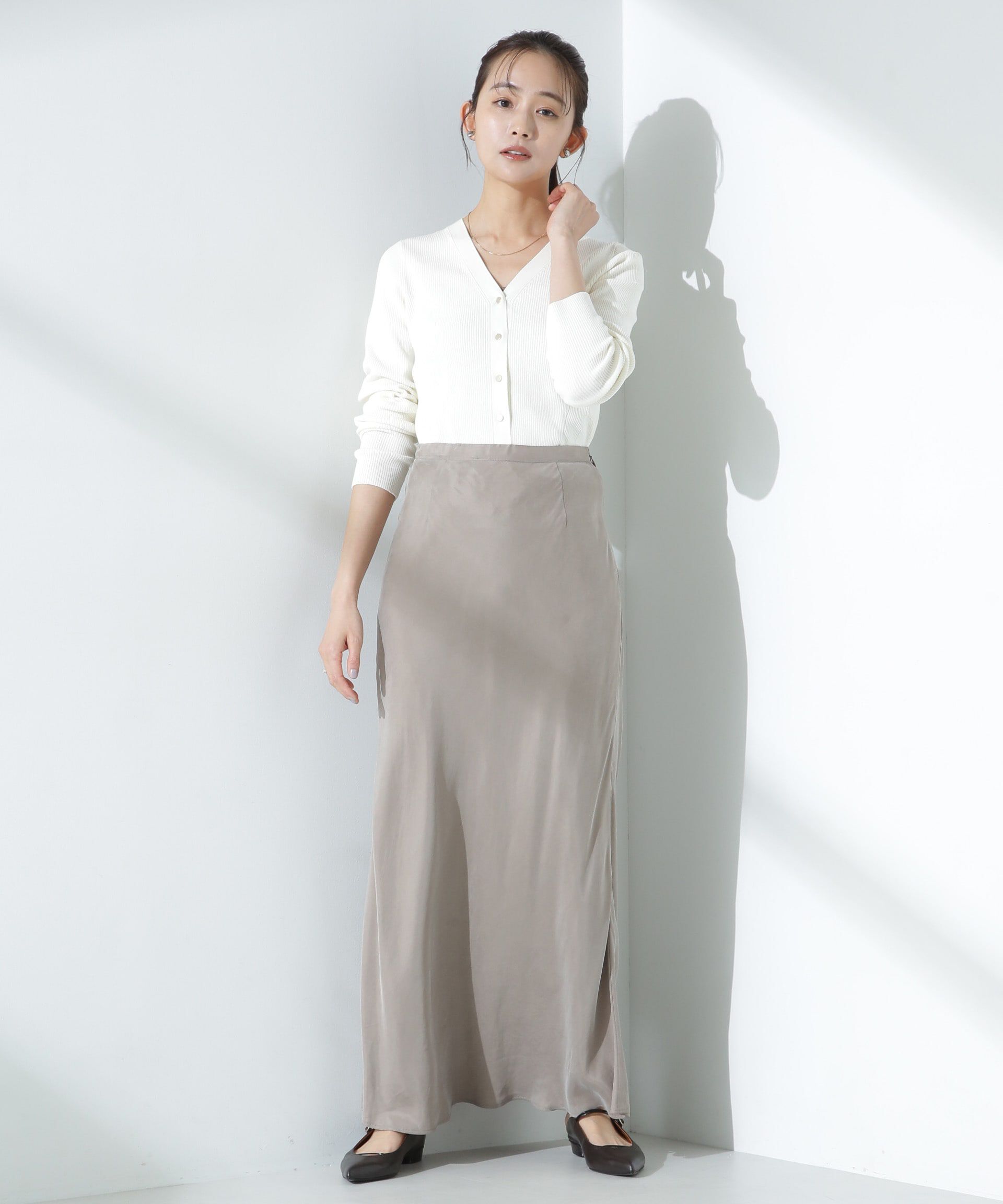 nano･universe「ウォッシャブルハイツイストVネックリブカーディガン」|ニット・セーター|