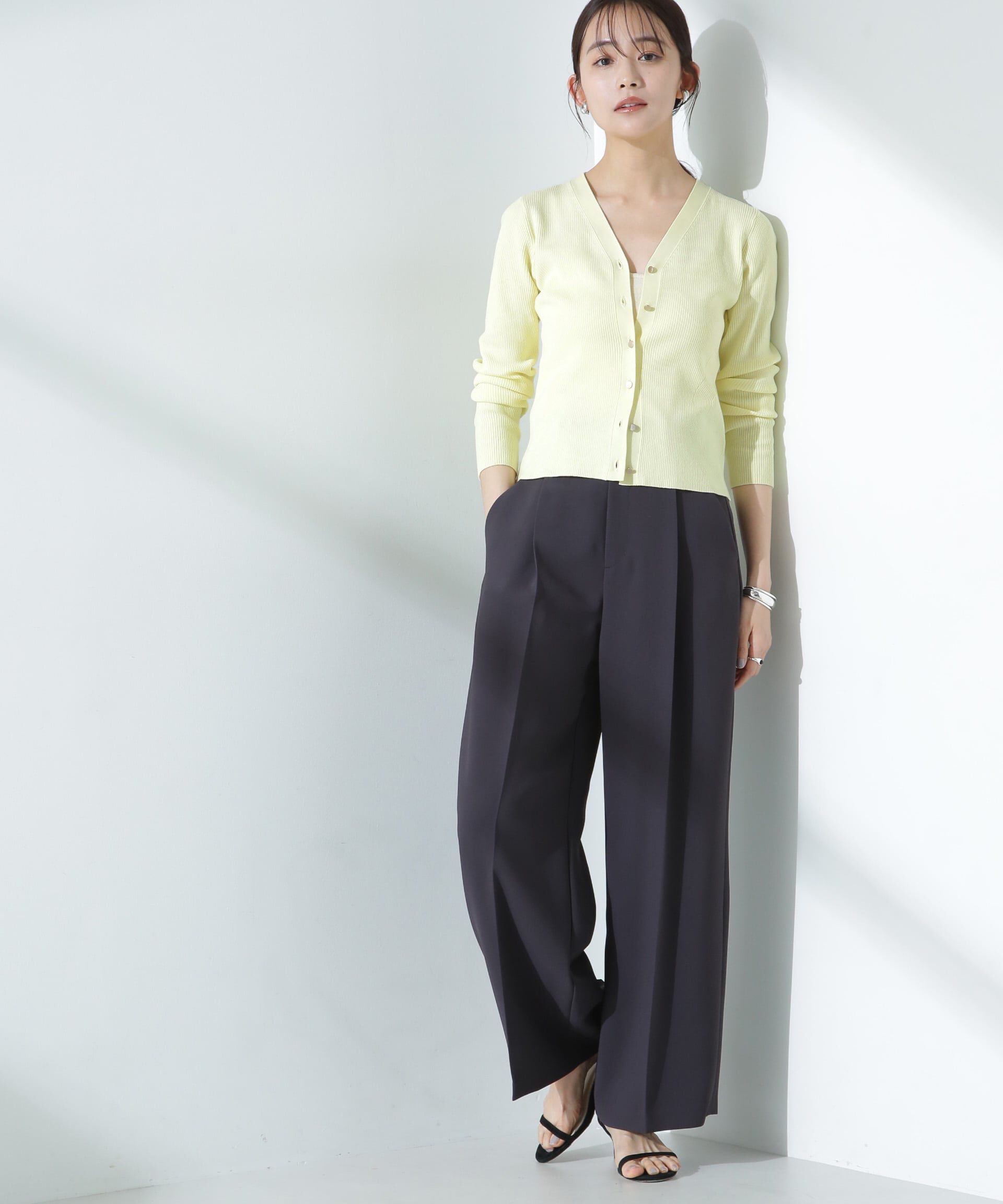 nano･universe「ウォッシャブルハイツイストVネックリブカーディガン」|ニット・セーター|