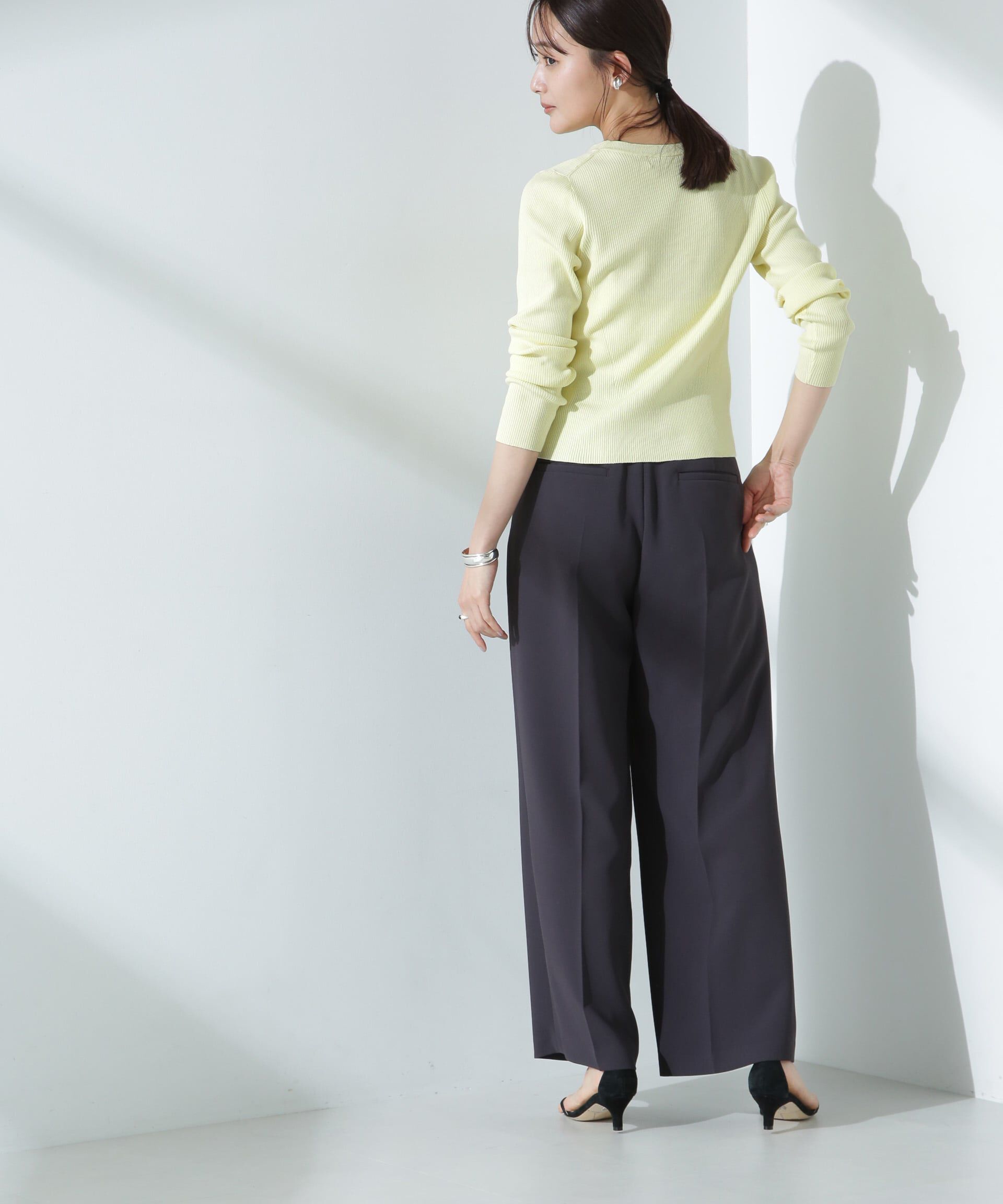 nano･universe「ウォッシャブルハイツイストVネックリブカーディガン」|ニット・セーター|