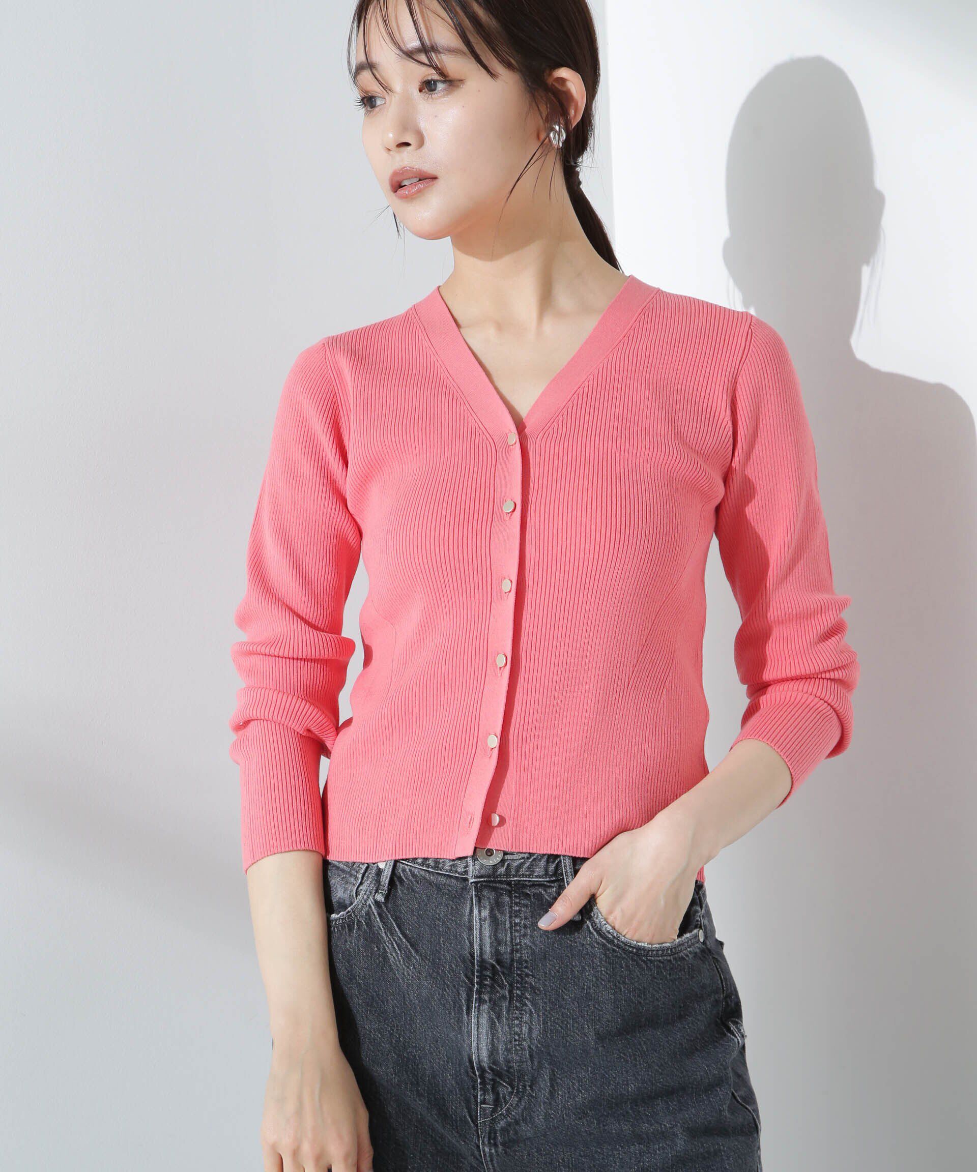 nano･universe「ウォッシャブルハイツイストVネックリブカーディガン」|ニット・セーター|