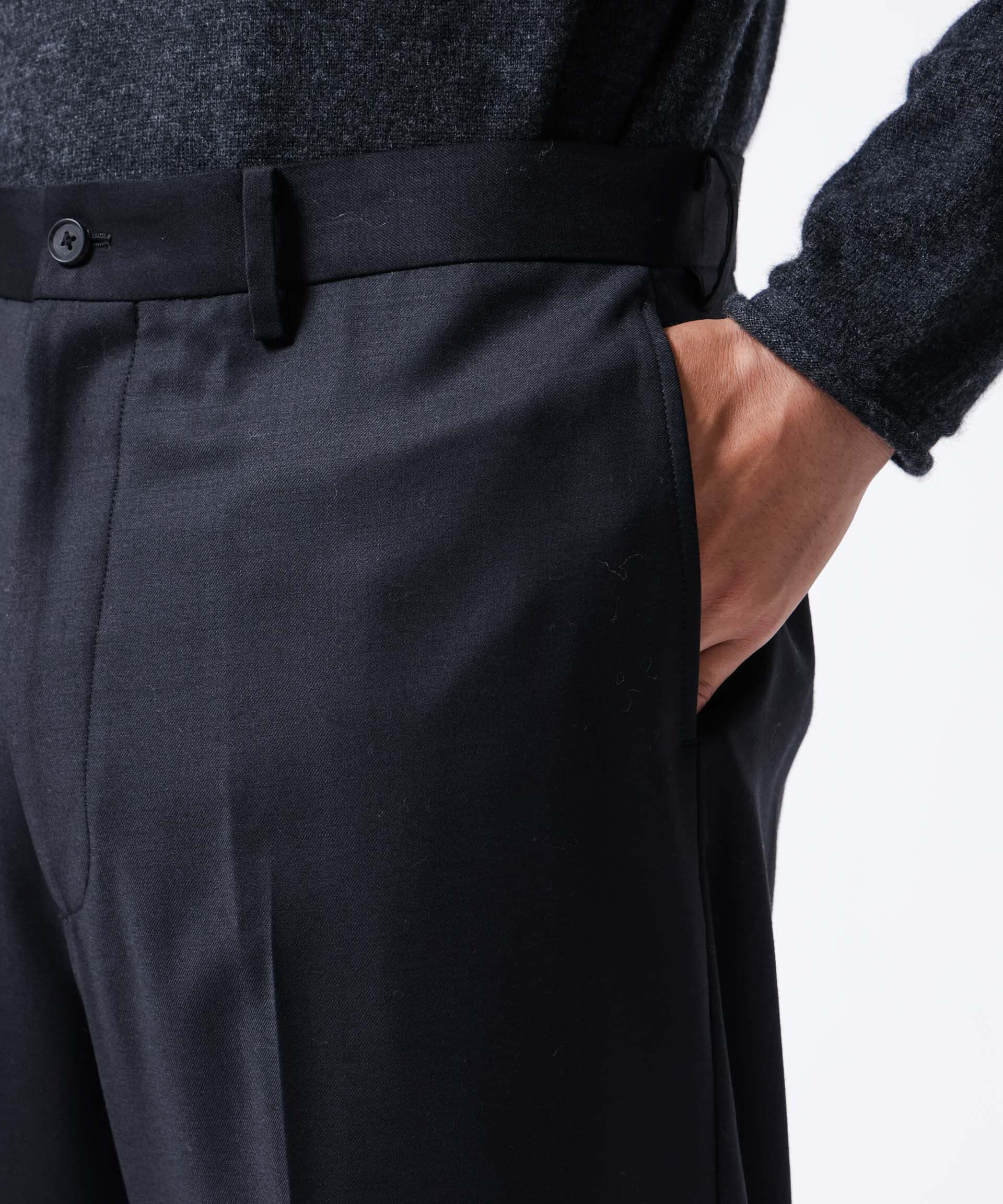 nano･universe「｢ASSEMBLANC｣シルクブレンドクリースワイドトラウザー」|チノ|