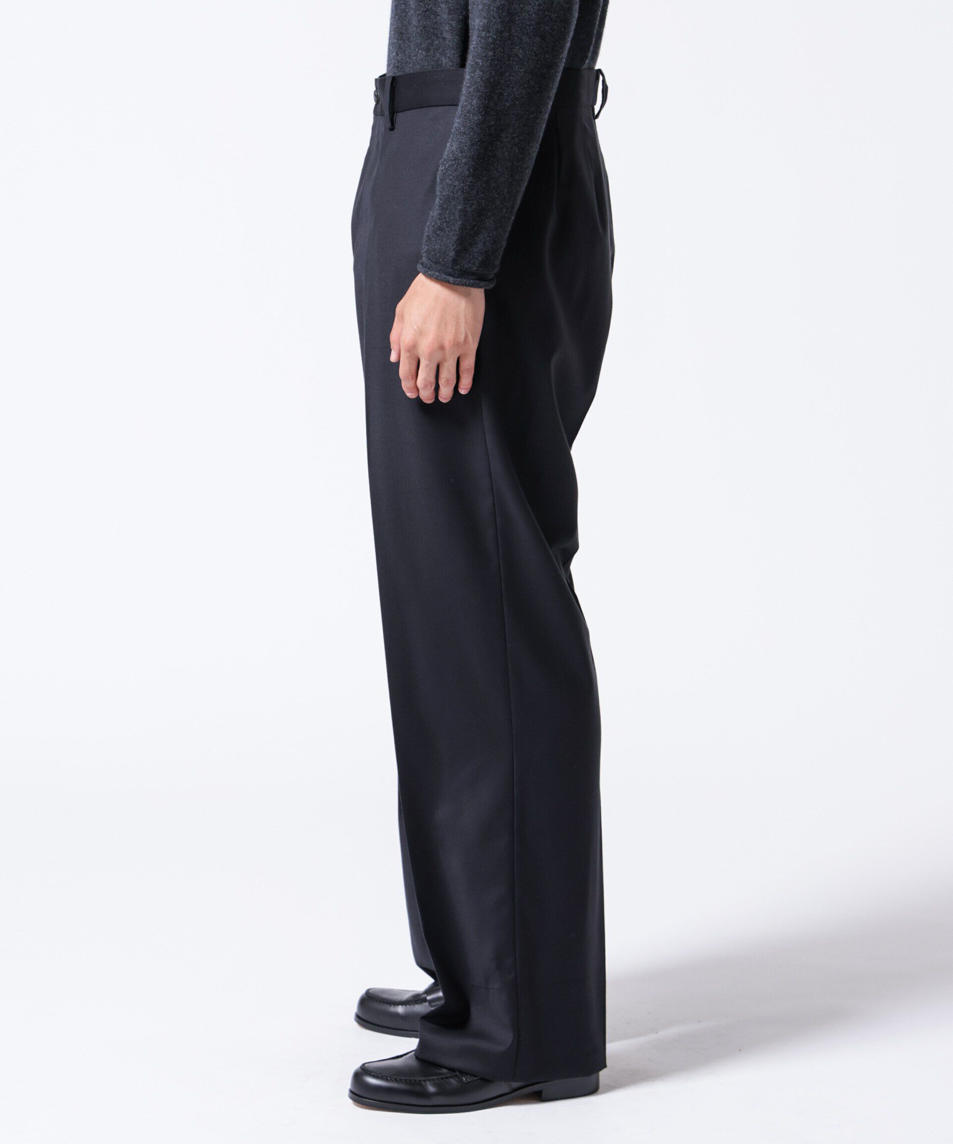 nano･universe「｢ASSEMBLANC｣シルクブレンドクリースワイドトラウザー」|チノ|