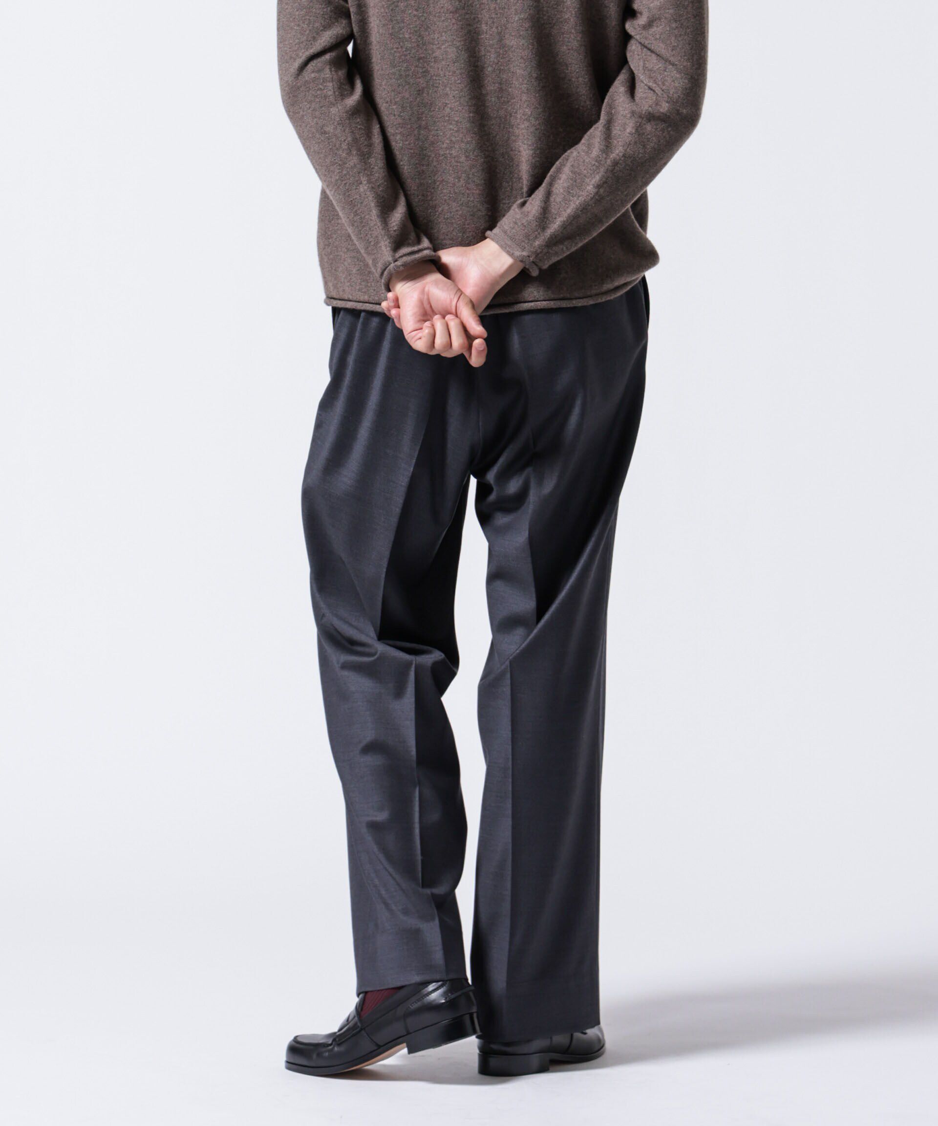 nano･universe「｢ASSEMBLANC｣シルクブレンドクリースワイドトラウザー」|チノ|