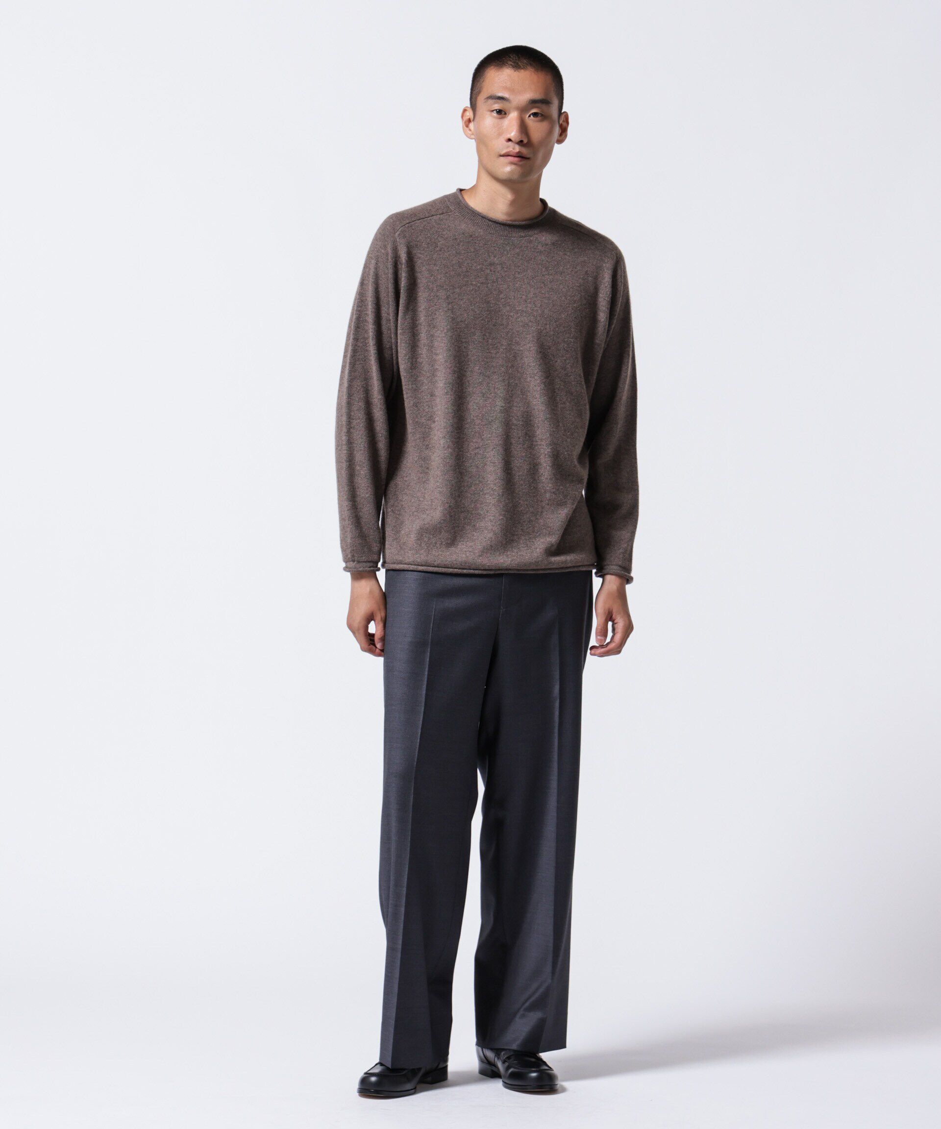 nano･universe「｢ASSEMBLANC｣シルクブレンドクリースワイドトラウザー」|チノ|