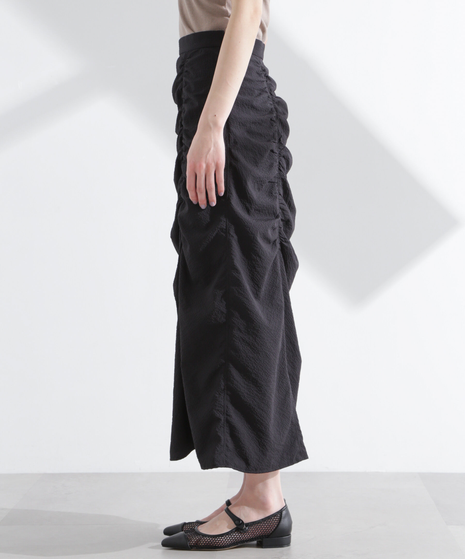 nano･universe「ギャザー切り替えサッカースカート」|スカート|