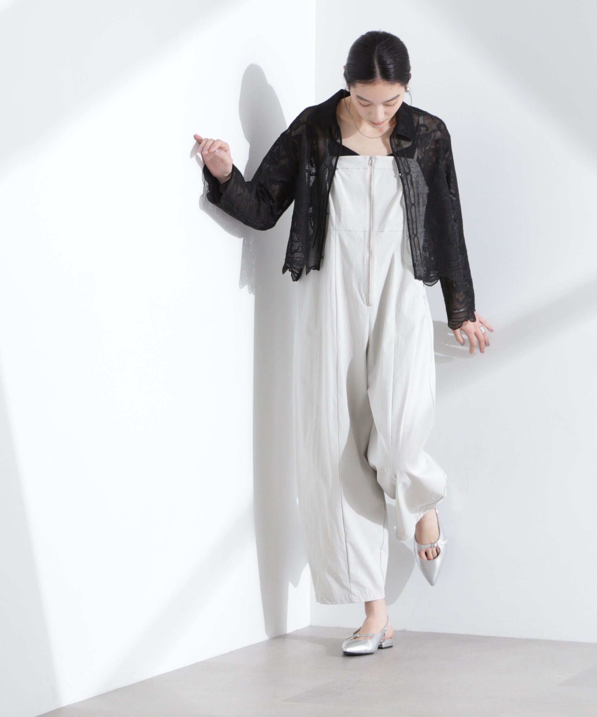 nano･universe「モチーフ刺繍レースシャツ」|シャツ・ブラウス|