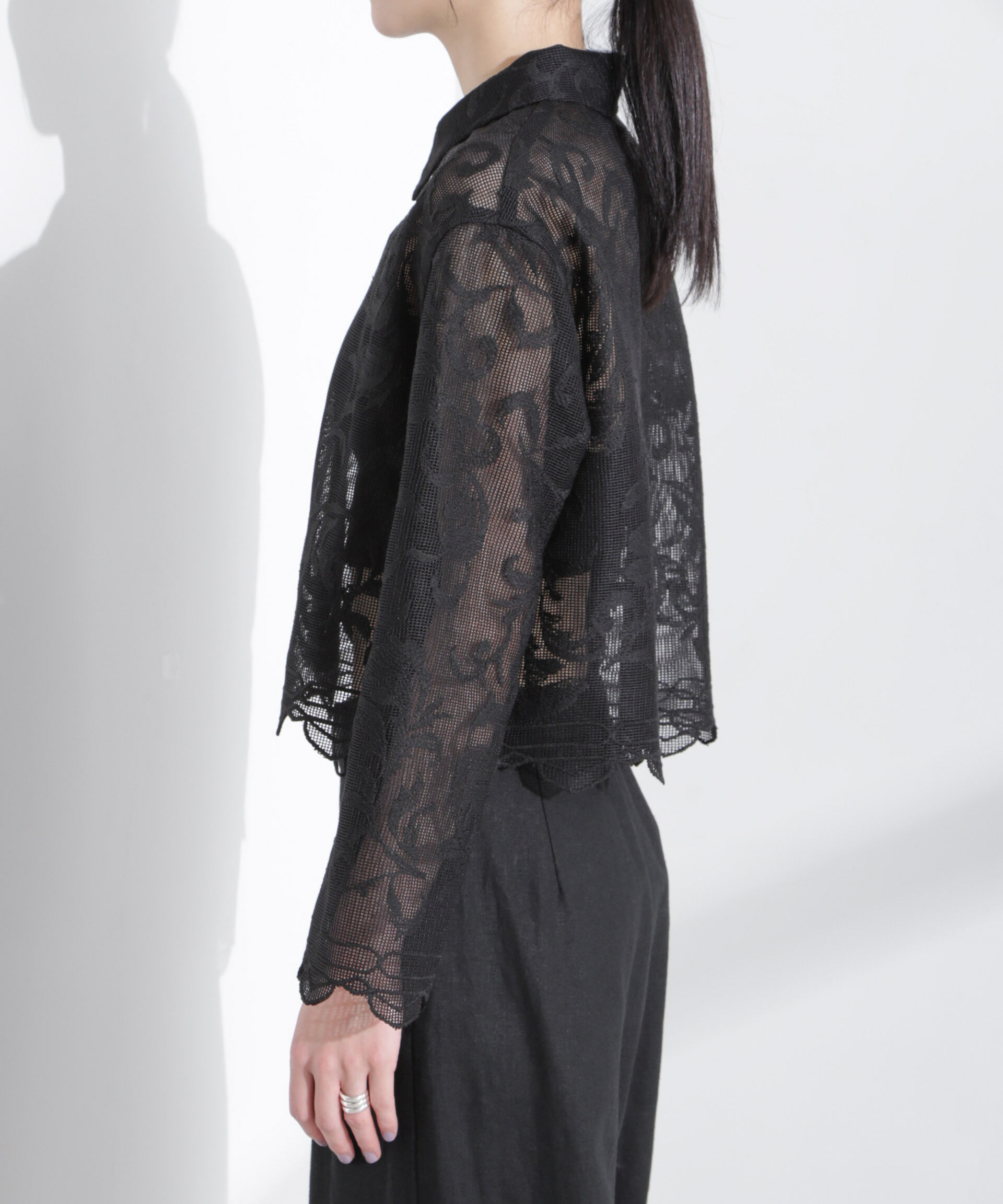 nano･universe「モチーフ刺繍レースシャツ」|シャツ・ブラウス|