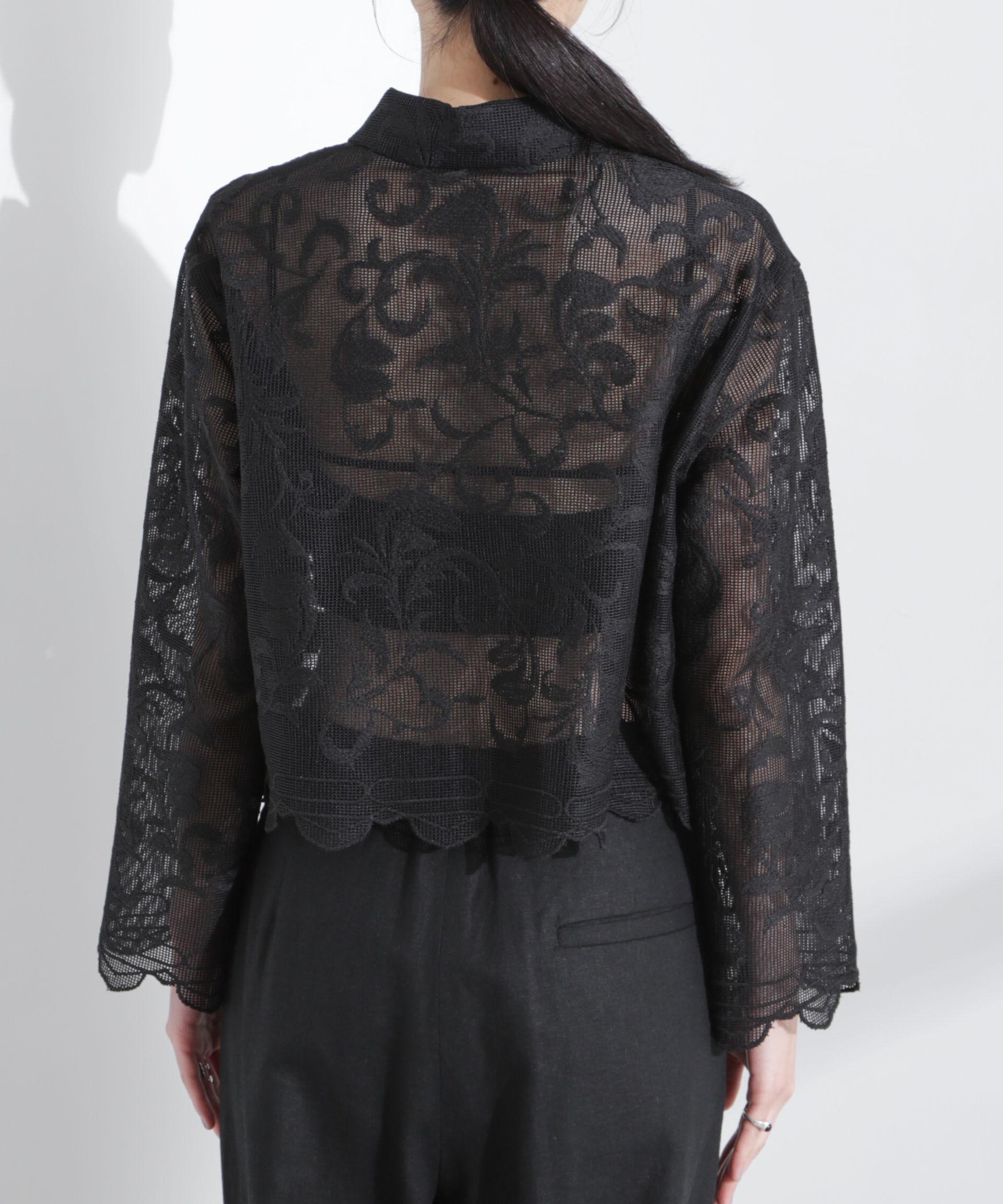 nano･universe「モチーフ刺繍レースシャツ」|シャツ・ブラウス|