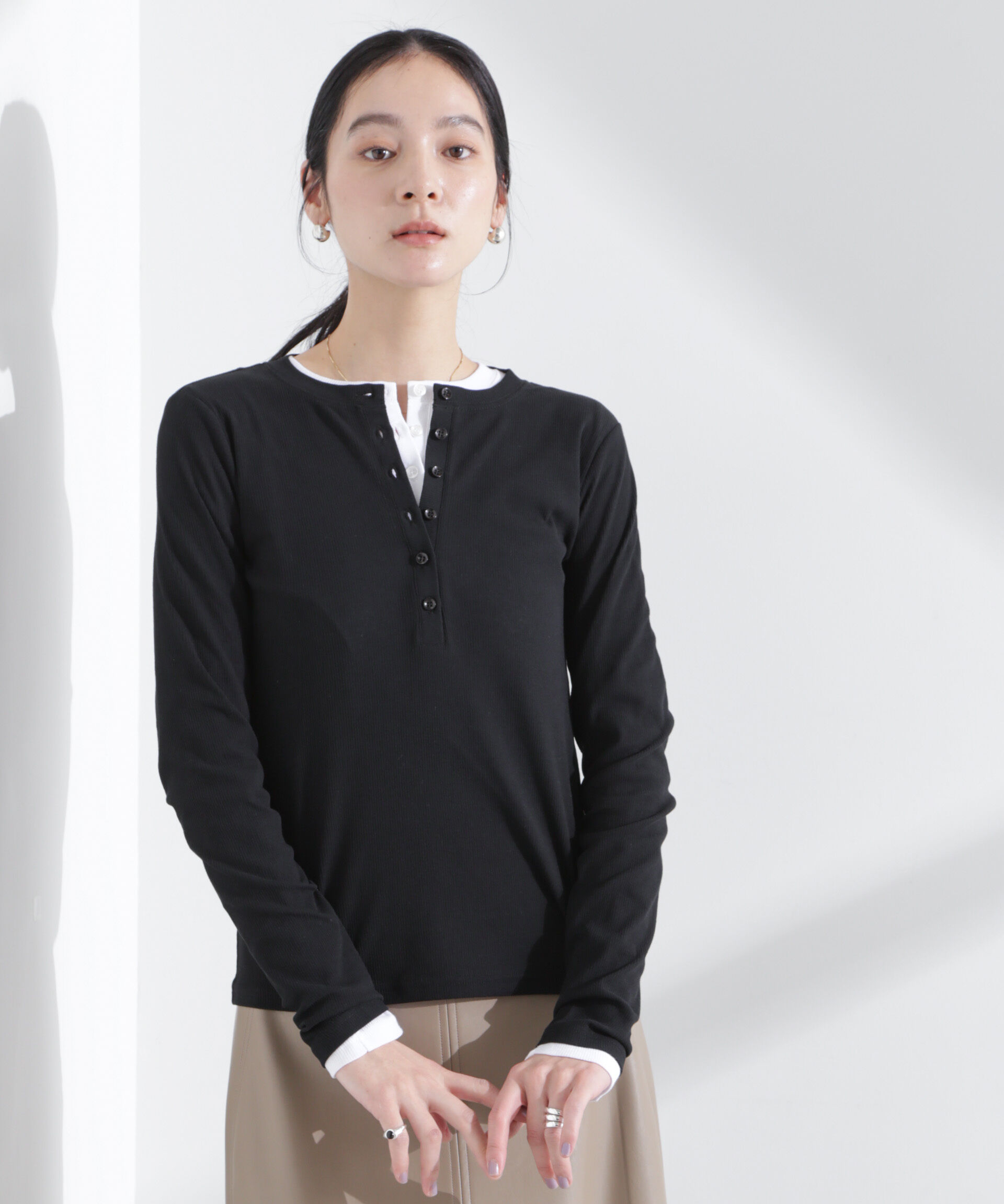 nano･universe「シアーリブヘンリーネックトップス」|Tシャツ・カットソー|