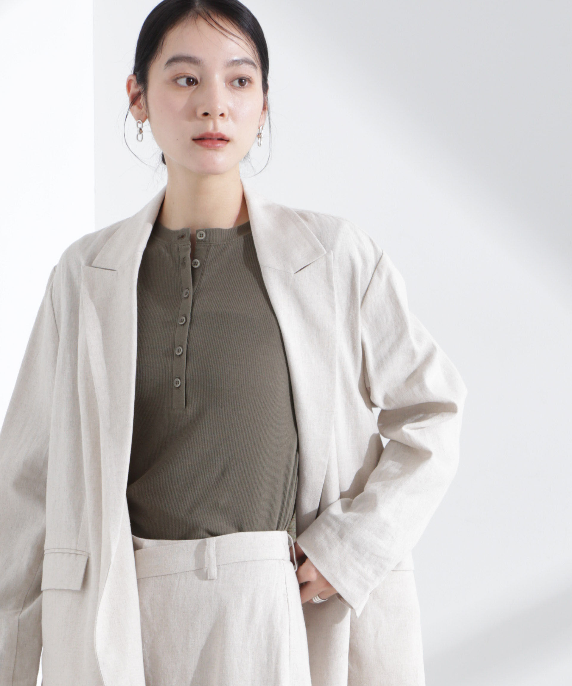 nano･universe「シアーリブヘンリーネックトップス」|Tシャツ・カットソー|