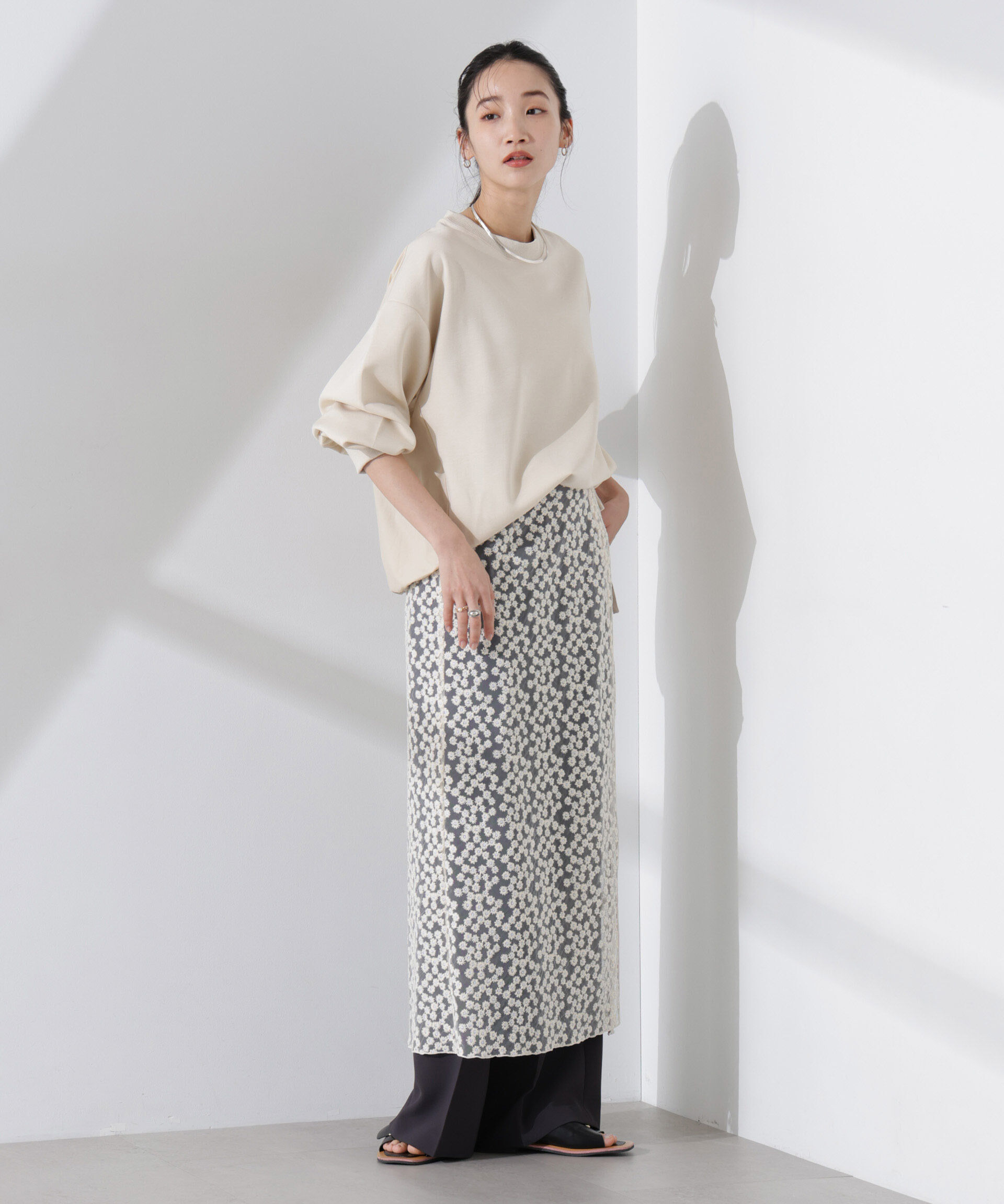 nano･universe「布帛コンビポンチカットトップス」|Tシャツ・カットソー|