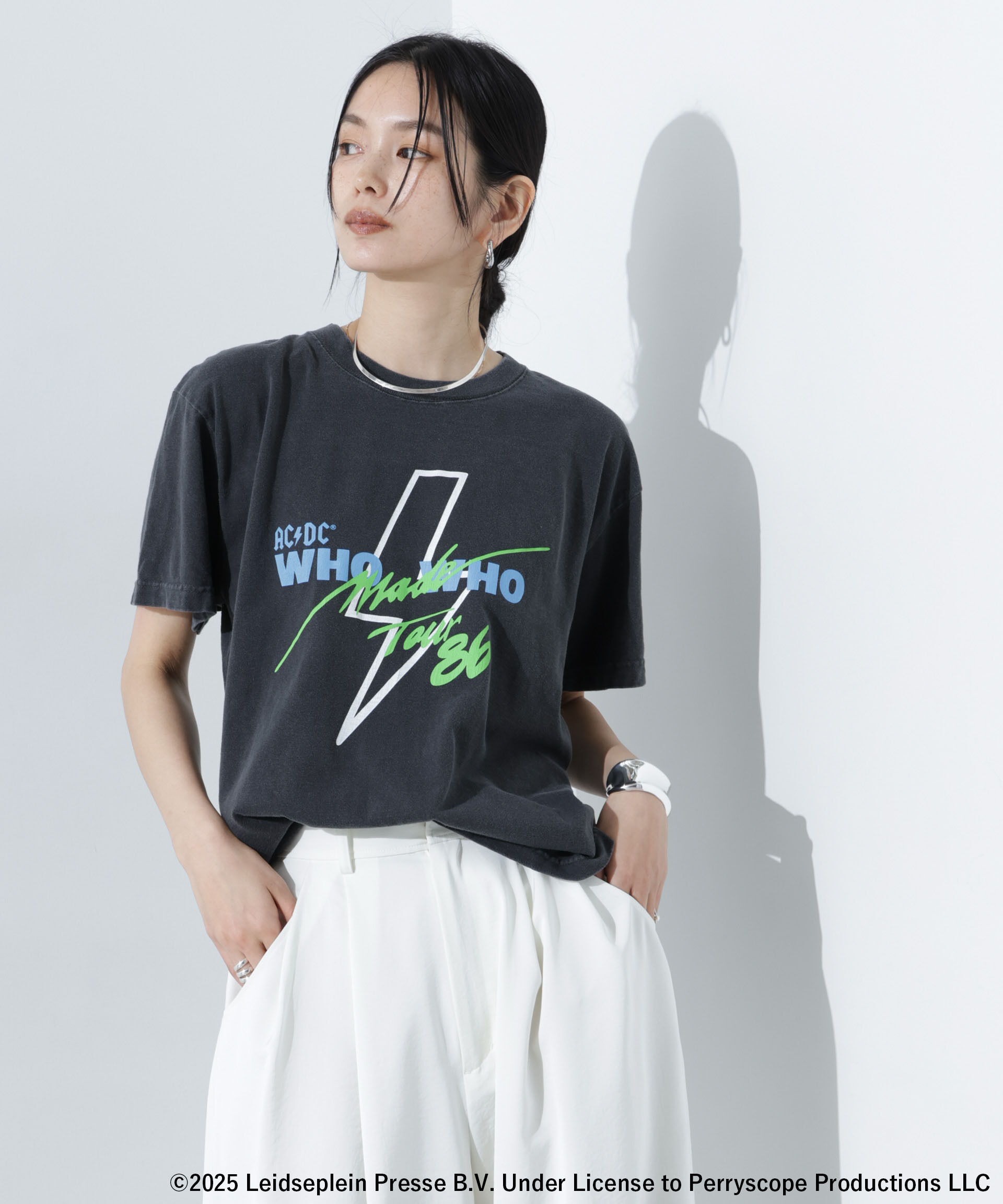 nano･universe「GOOD ROCK SPEED/AC/DC プリントTシャツ チャコール」|Tシャツ・カットソー|