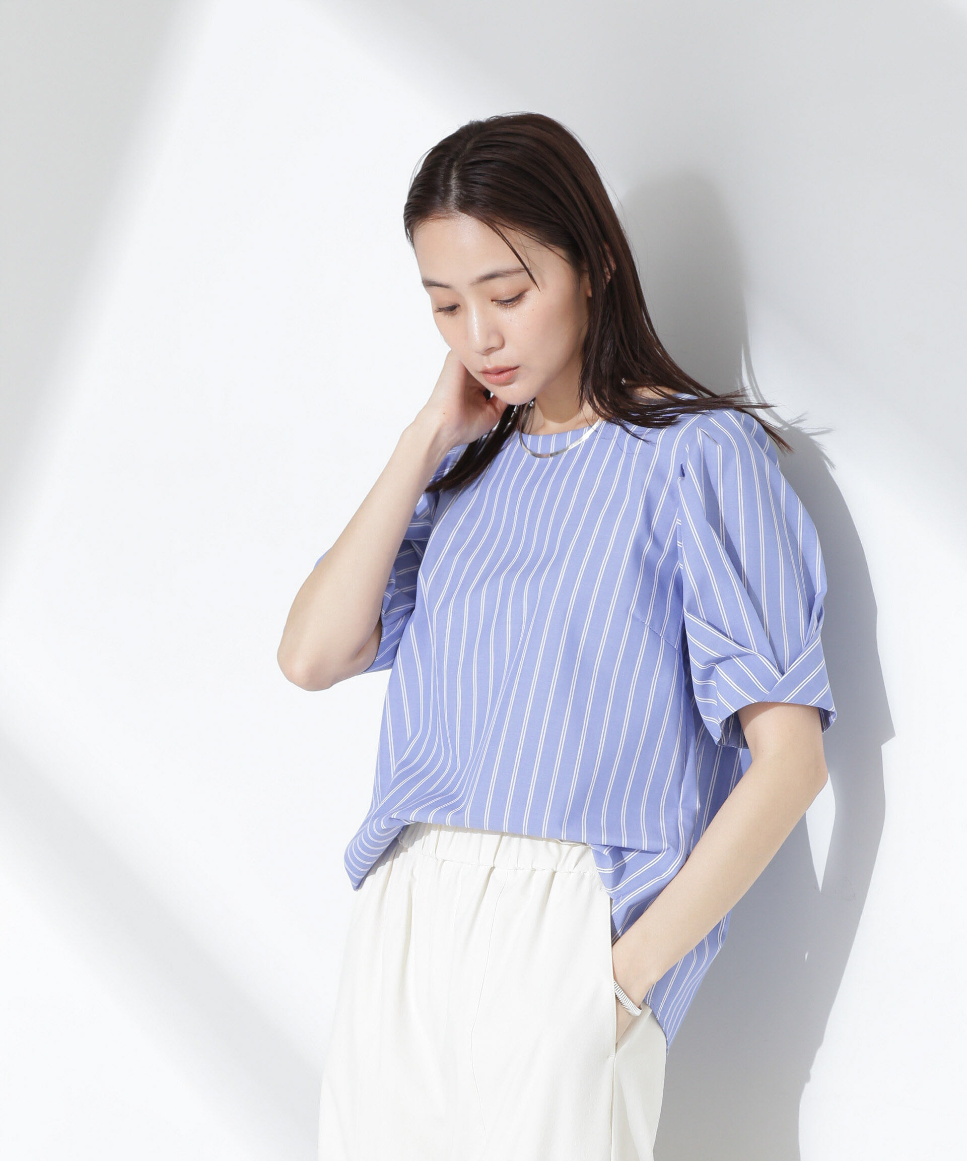 nano･universe「変形スリーブプルオーバーブラウス」|シャツ・ブラウス|