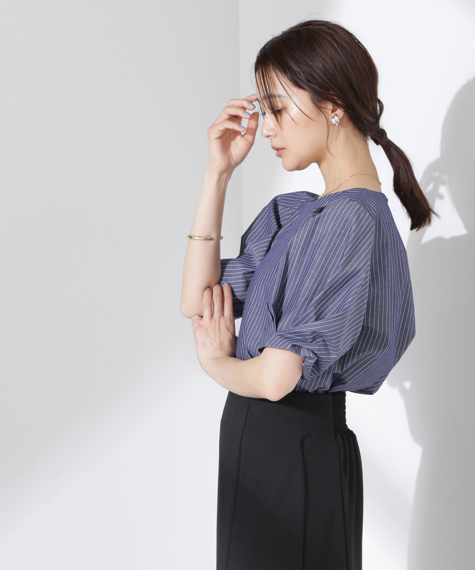 nano･universe「変形スリーブプルオーバーブラウス」|シャツ・ブラウス|